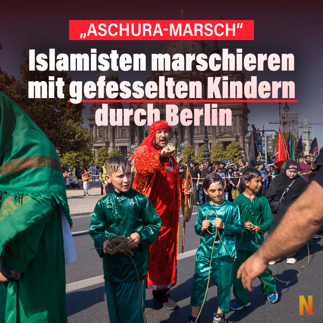 Islamisten marschieren mit gefesselten Kindern durch Berlin