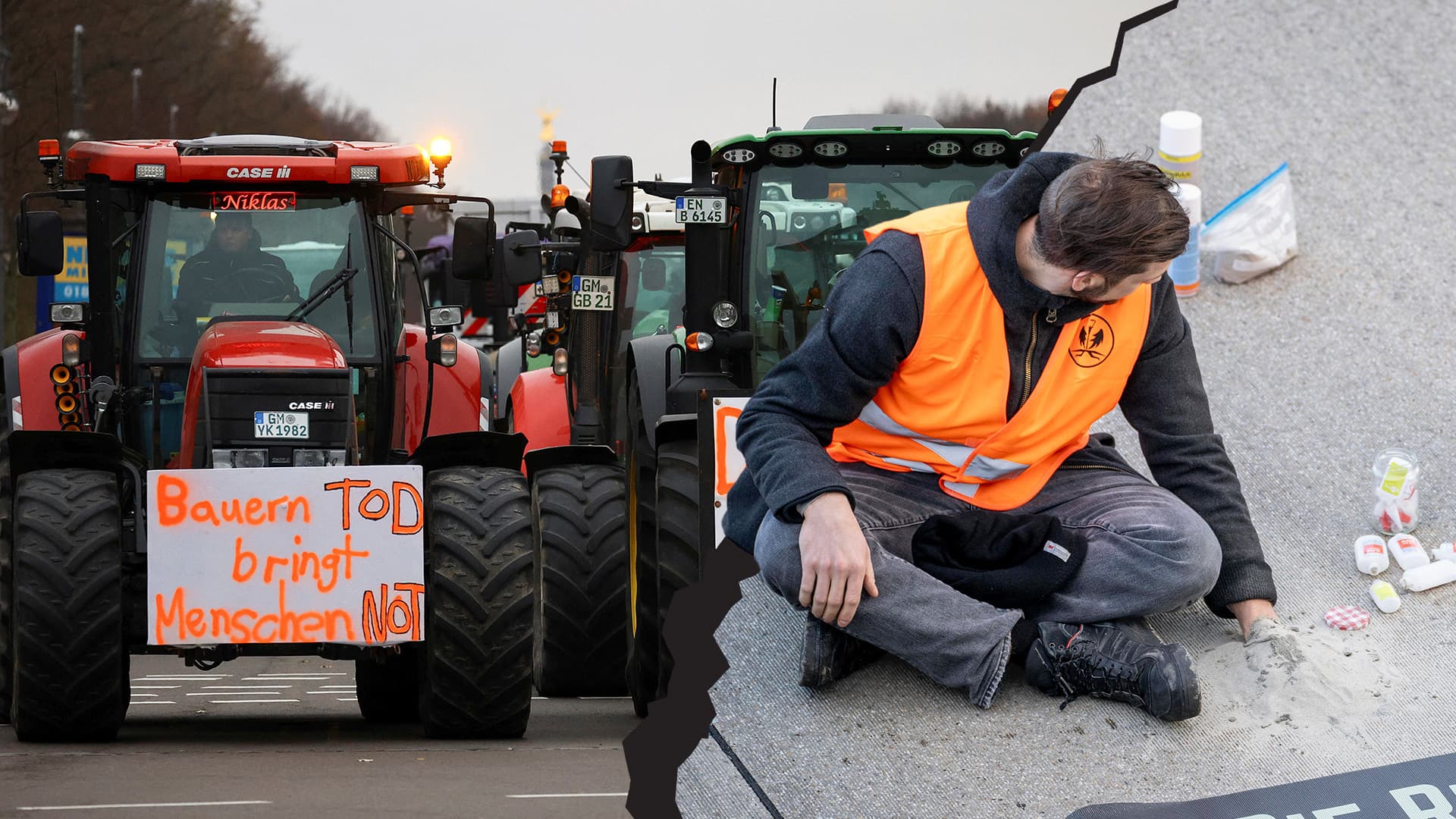 Beide blockieren, aber: Was die Bauerndemo von den Klimaklebern unterscheidet