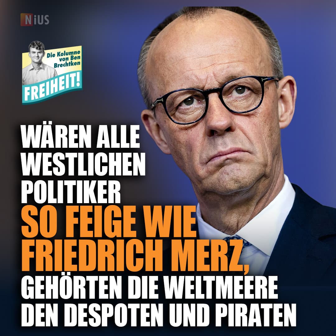 Wären alle westlichen Politiker so feige wie Friedrich Merz, gehörten die Weltmeere den Despoten und Piraten