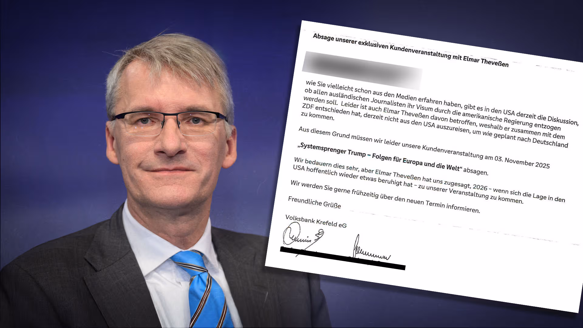 Aus Angst vor Einreise-Verbot: ZDF-Korrespondent Elmar Theveßen sagt Termine in Deutschland ab