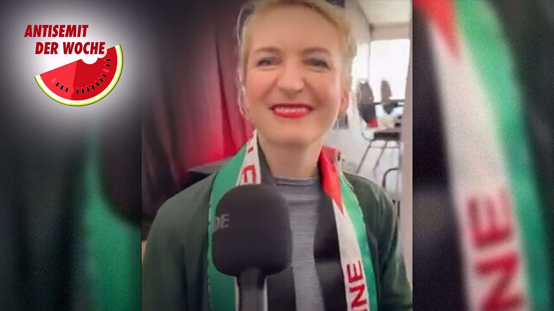 Antisemit der Woche: Ines Schwerdtner mit dem Kein-Israel-Schal