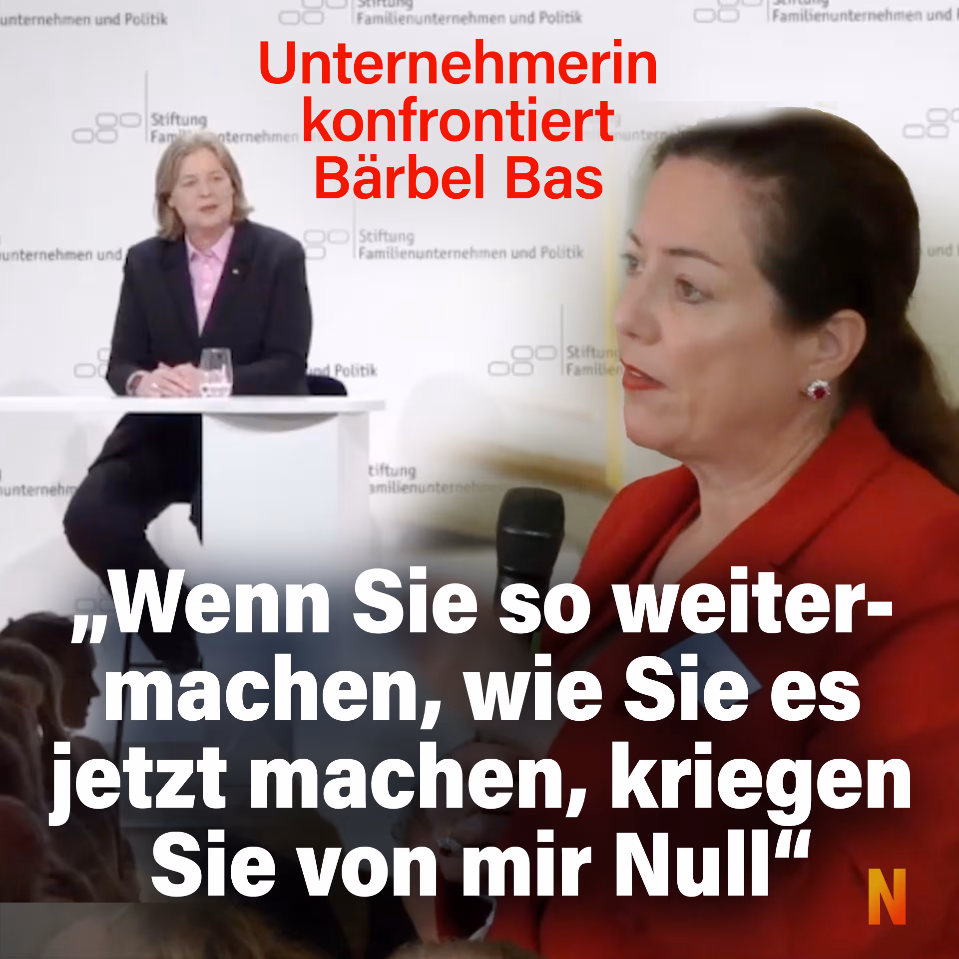 Unternehmerin konfrontiert Bas: „Wenn Sie so weitermachen, wie Sie es jetzt machen, kriegen Sie von mir Null“