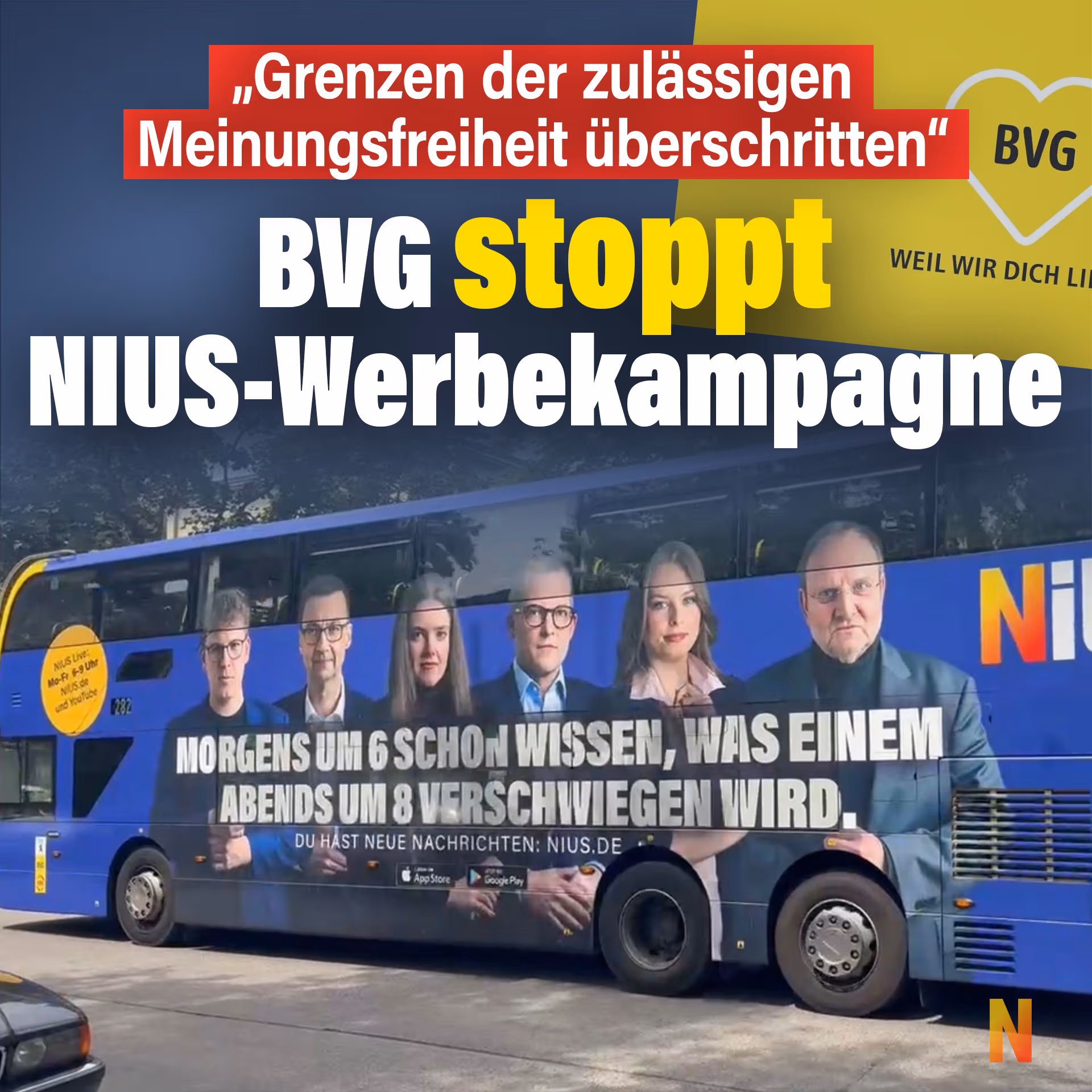 BVG stoppt NIUS-Werbekampagne