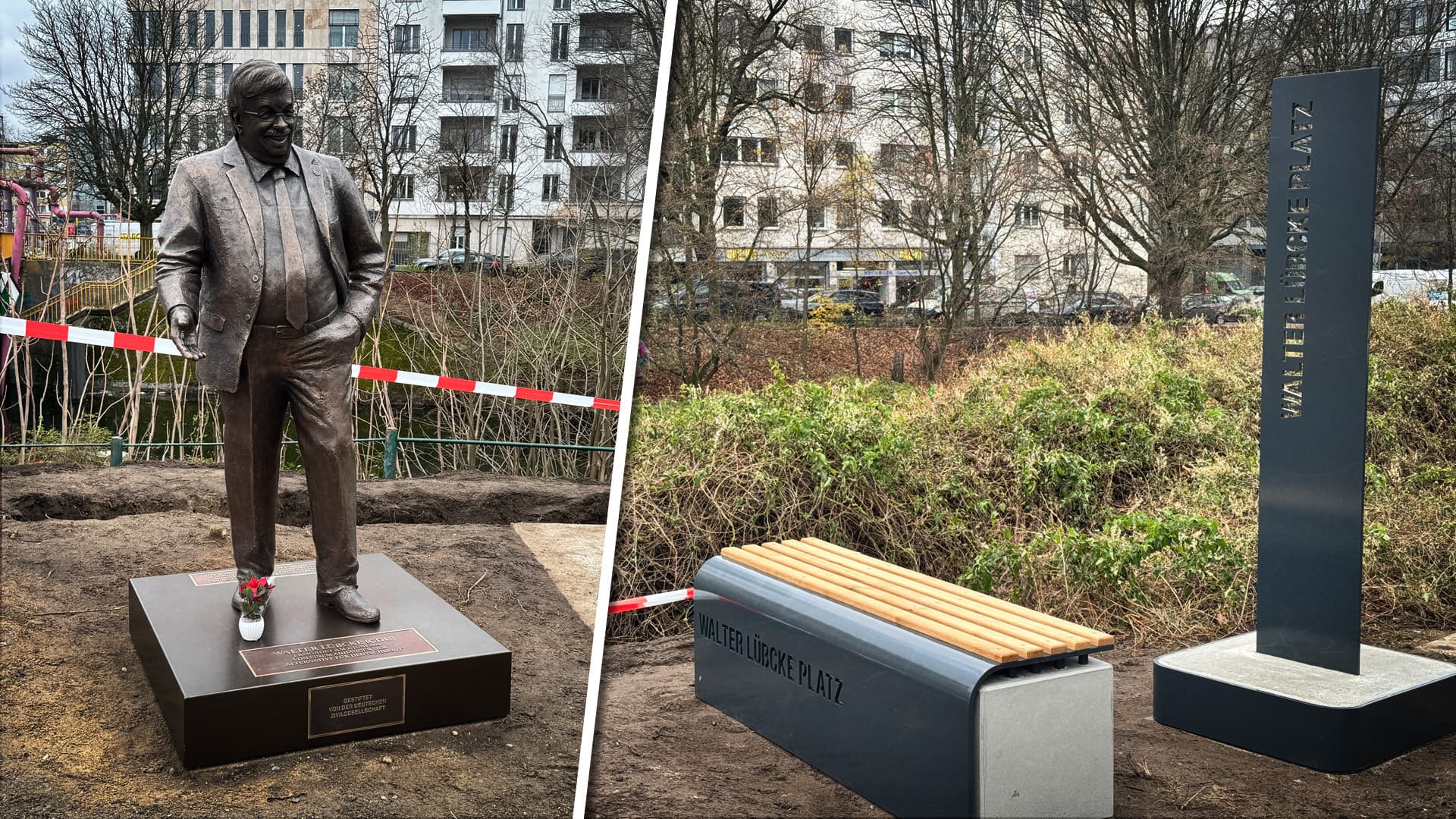 Ermordet von einem Rechtsextremisten: Linke Aktivisten bauen Walter-Lübcke-Denkmal vor der CDU-Zentrale