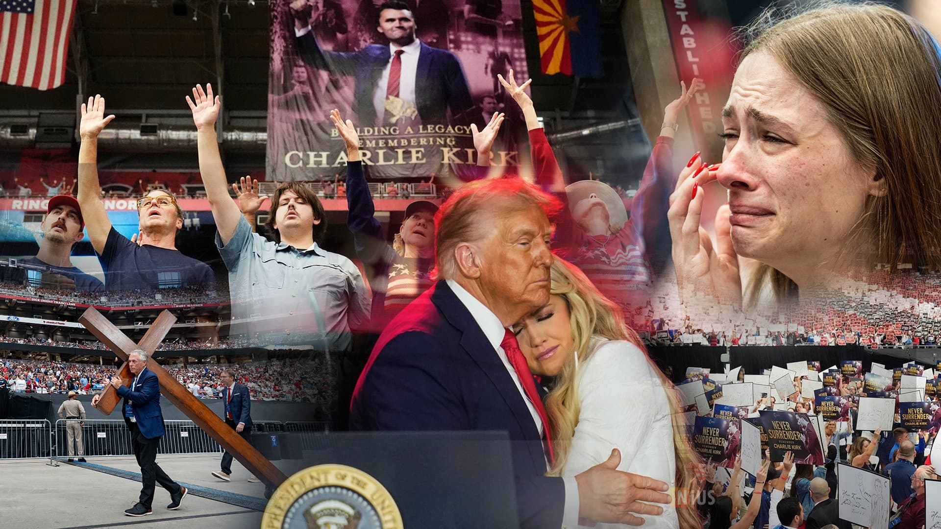 Gebete, Umarmungen und Vergebung für den Mörder: Die bewegendsten Bilder vom Memorial für Charlie Kirk