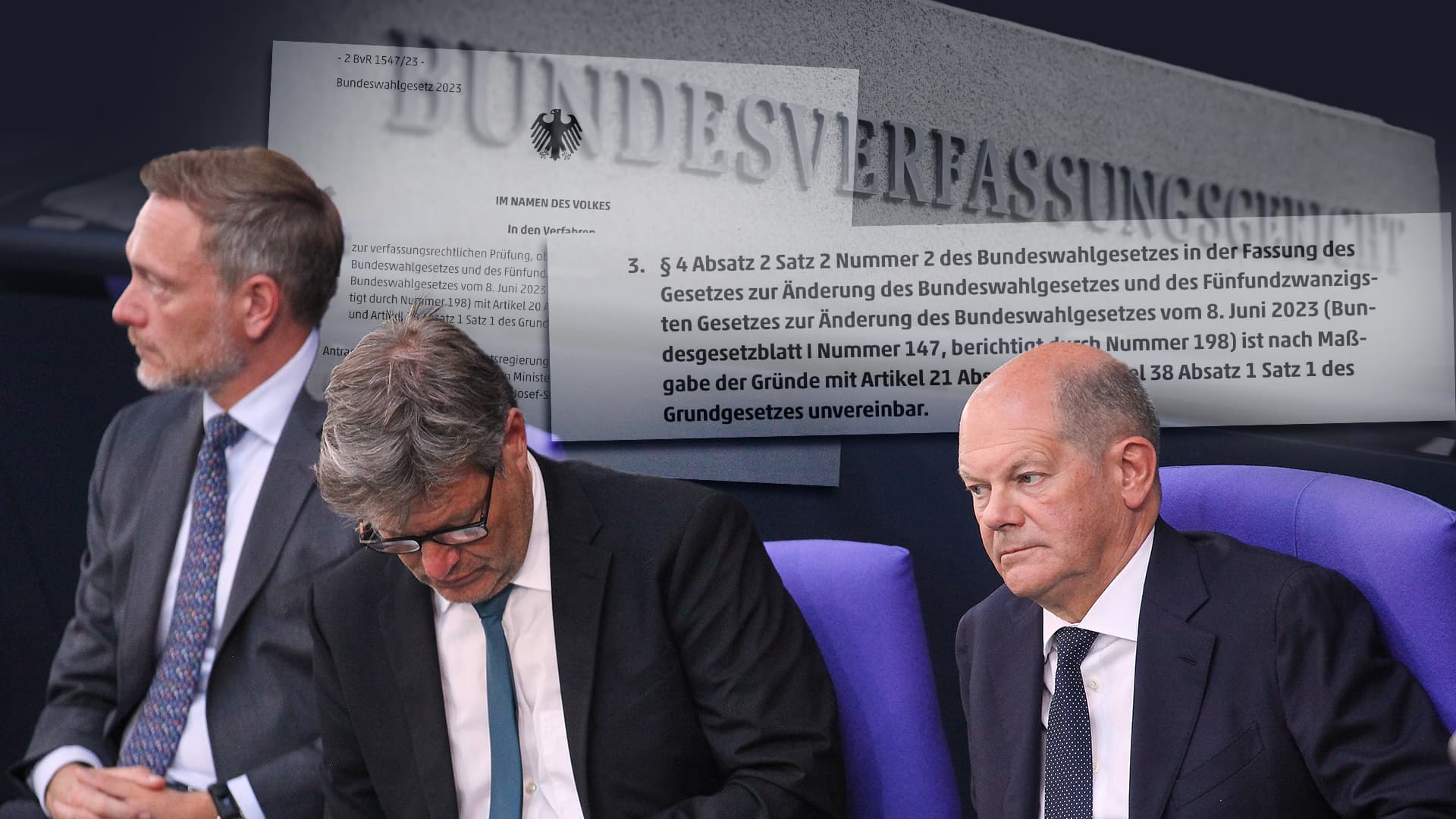 „Mit dem Grundgesetz unvereinbar“: Bundesverfassungsgericht erklärt Ampel-Wahlrecht teils für verfassungswidrig