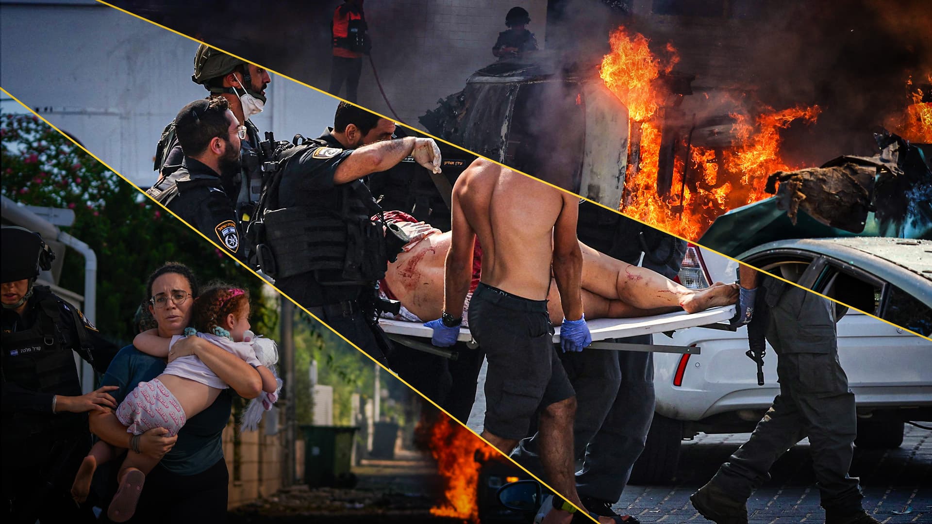 Blut auf den Straßen, Raketen-Attacken, bewaffnete Terroristen: Die schockierenden Bilder des Hamas-Angriffs