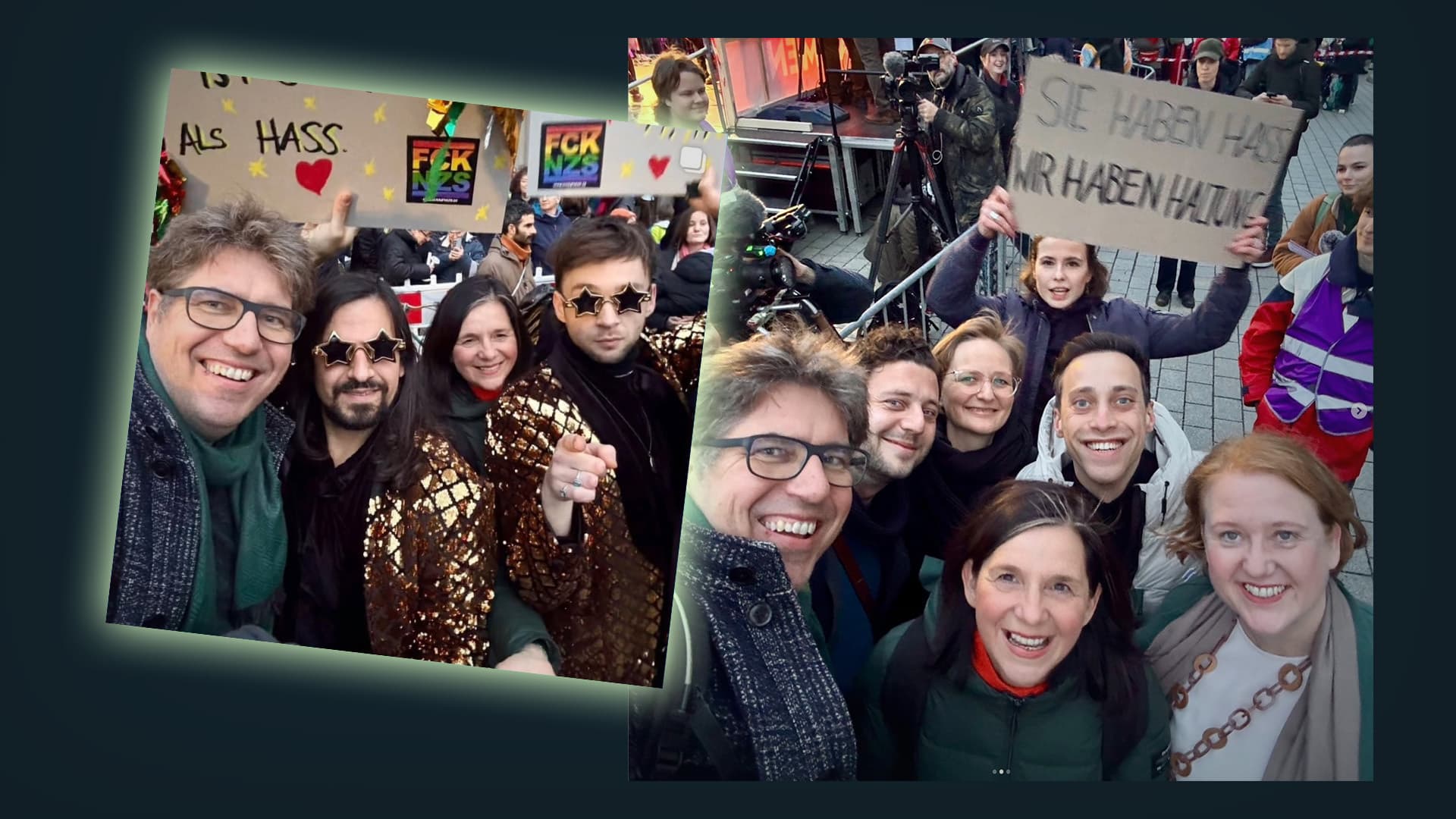 Grinse-Selfies am Brandenburger Tor: So fröhlich begehen die Grünen das Grauen von Aschaffenburg