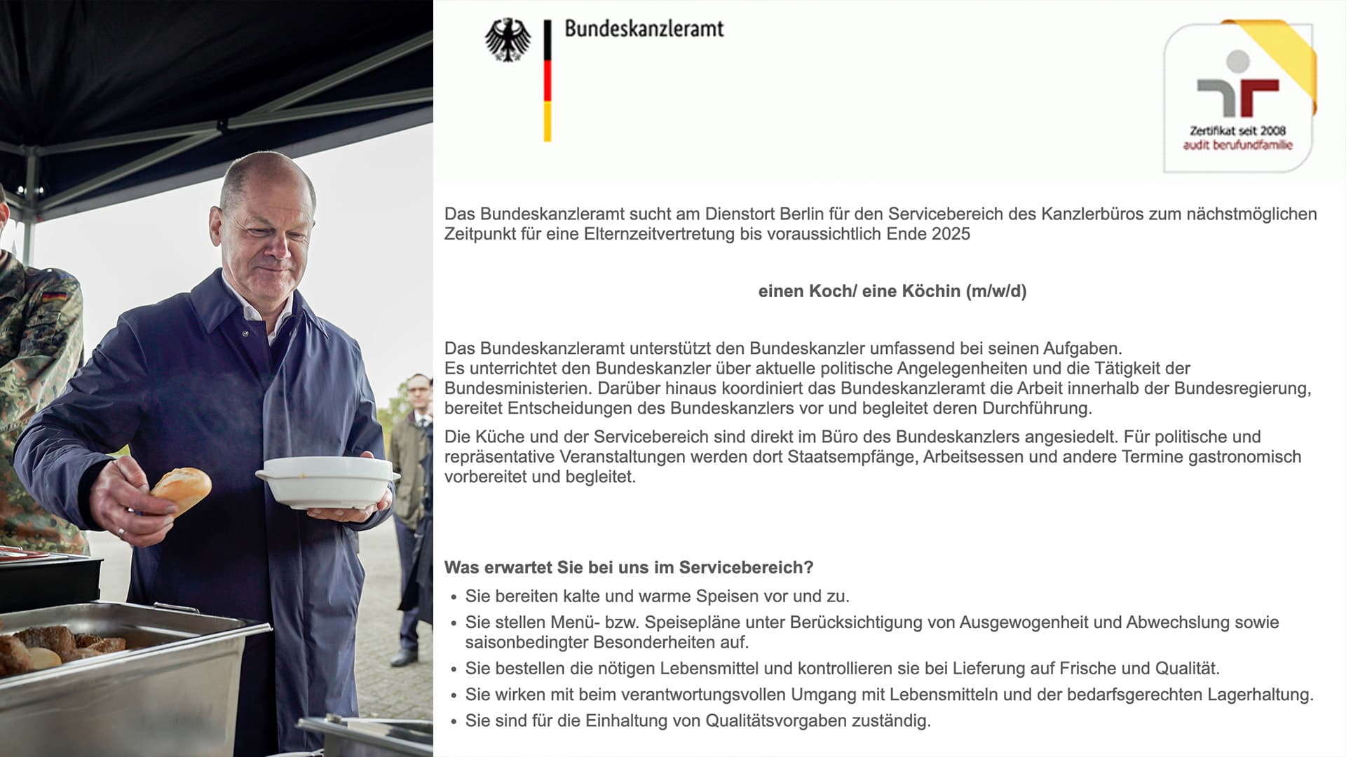 Für eine nahrhafte Demokratie: Scholz sucht neuen Koch