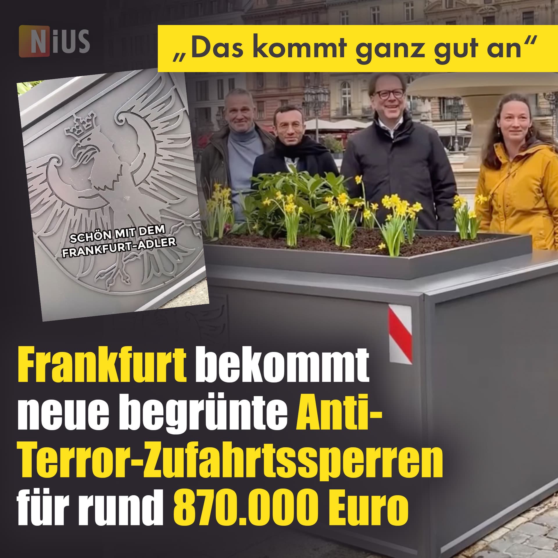 Frankfurt bekommt neue begrünte Anti-Terror-Zufahrtssperren für rund 870.000 Euro