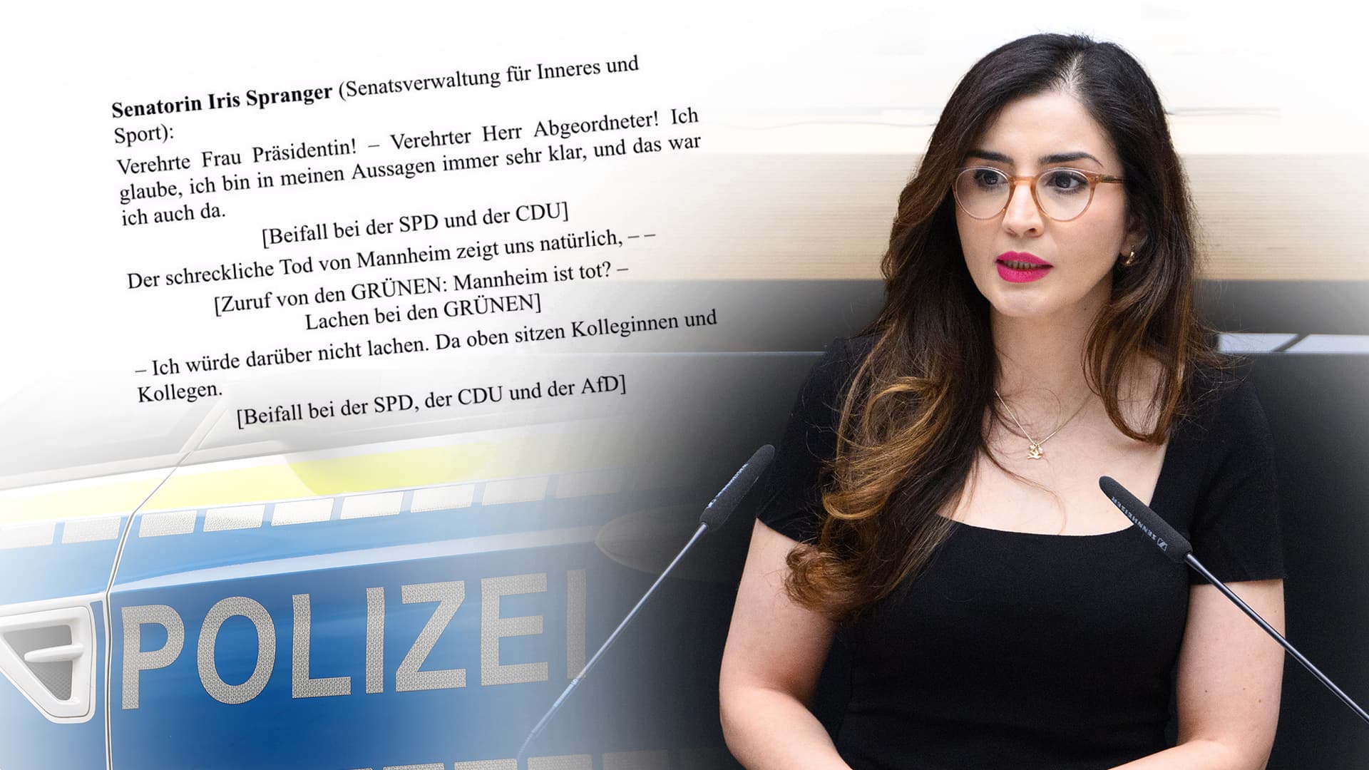 Skandal-Gelächter im Berliner Abgeordnetenhaus: Die Polizei-Hass-Akte der Grünen Tuba Bozkurt