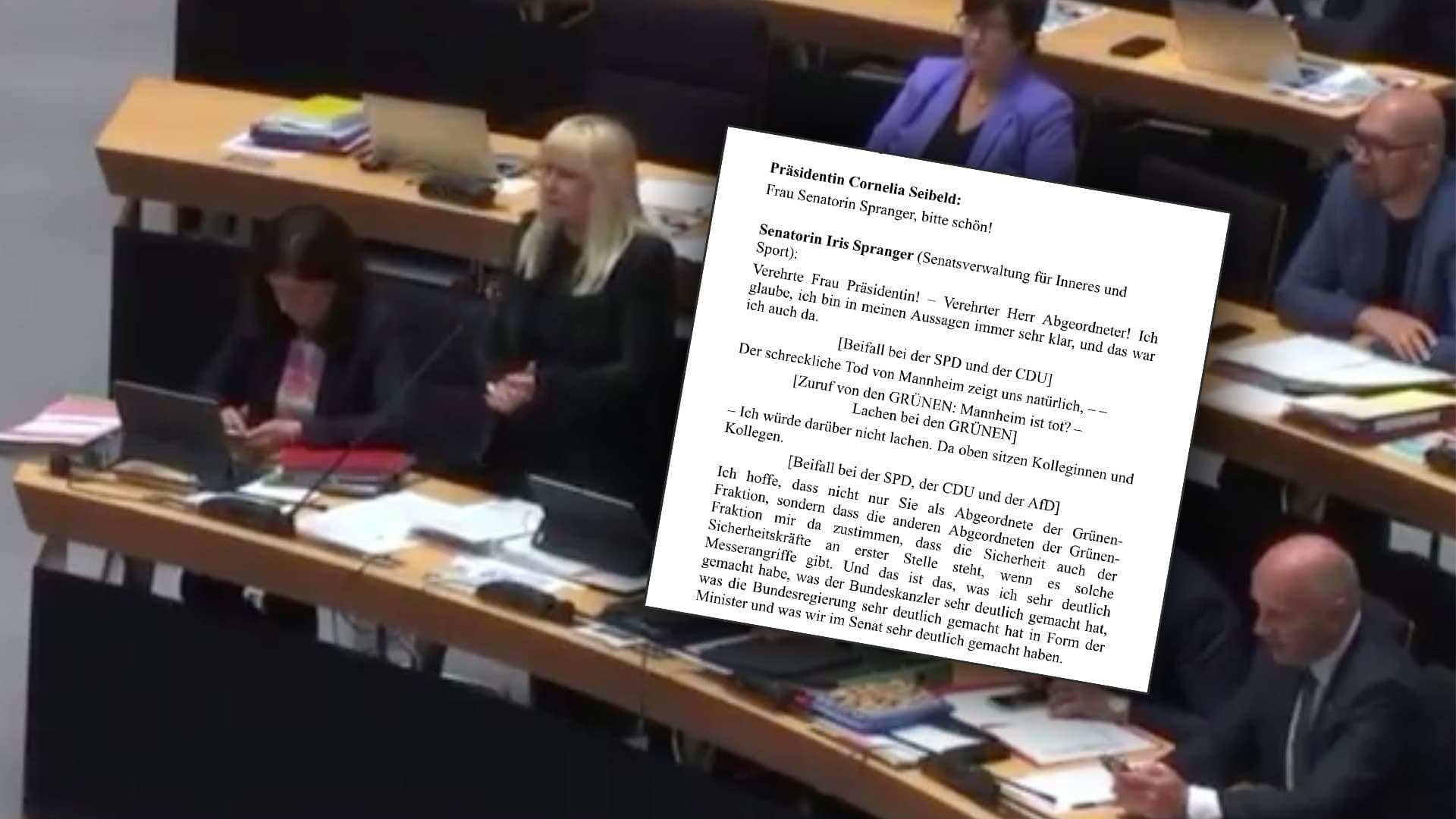 Grüne Abgeordnete lachen über Polizisten-Mord von Mannheim: Das Protokoll der Schande
