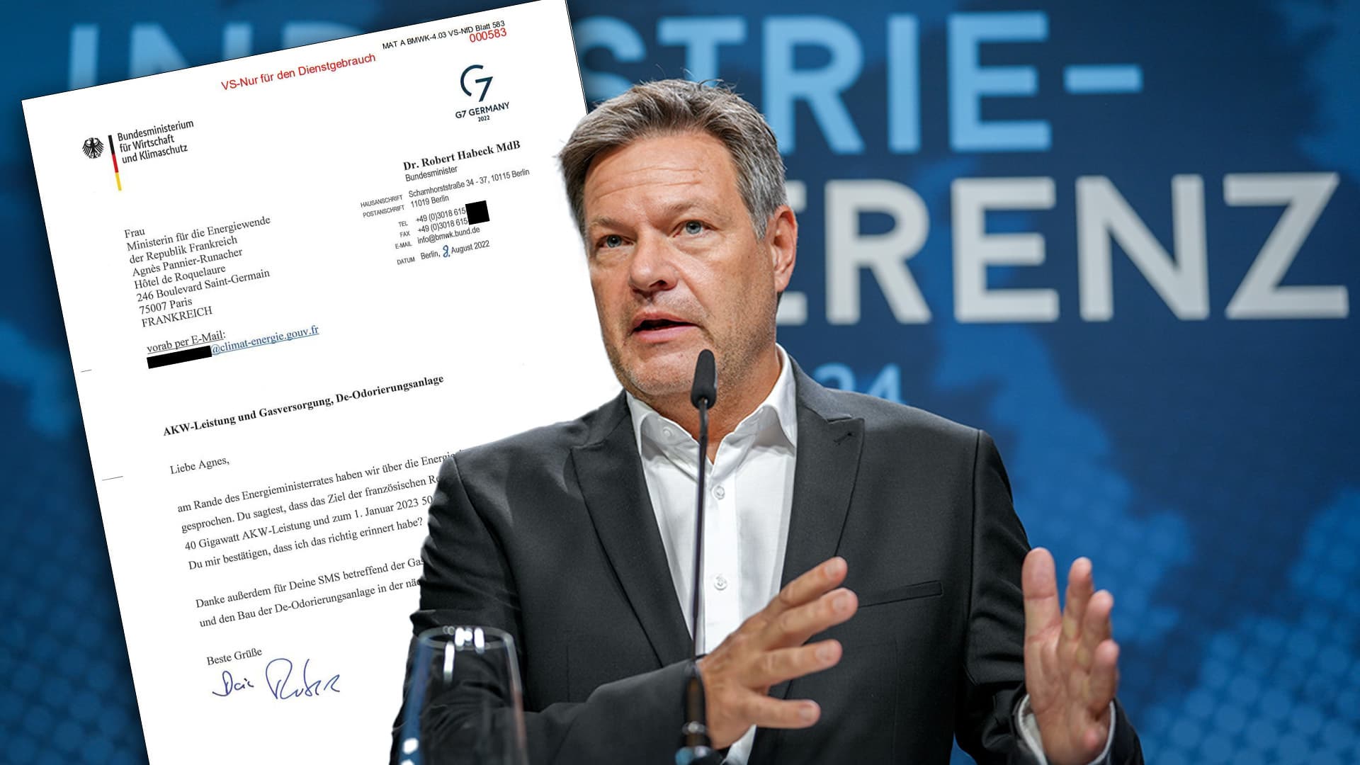 Habeck schrieb Bettel-Brief für französischen Atomstrom
