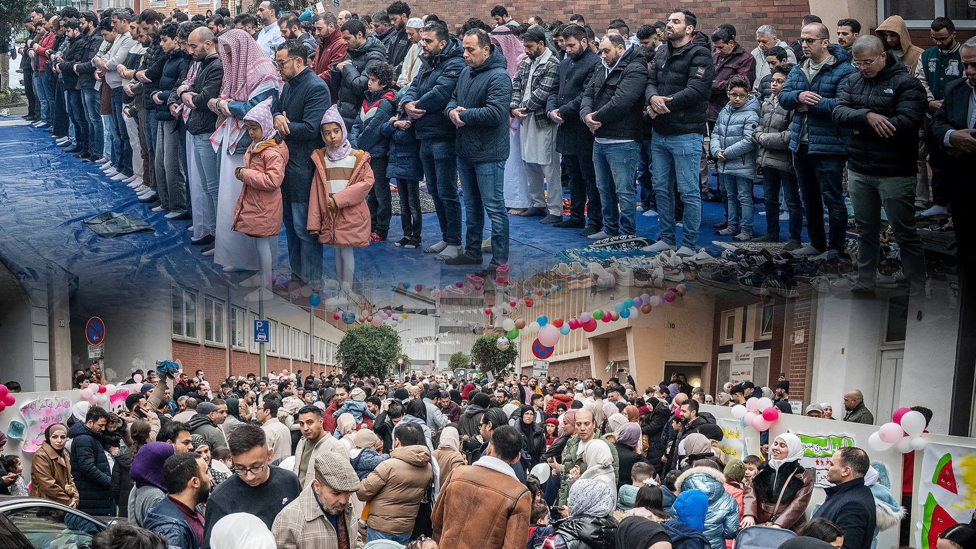 Gebete auf offener Straße, Geschlechtertrennung, verschleierte Mädchen: So beenden Muslime in deutschen Städten den Ramadan