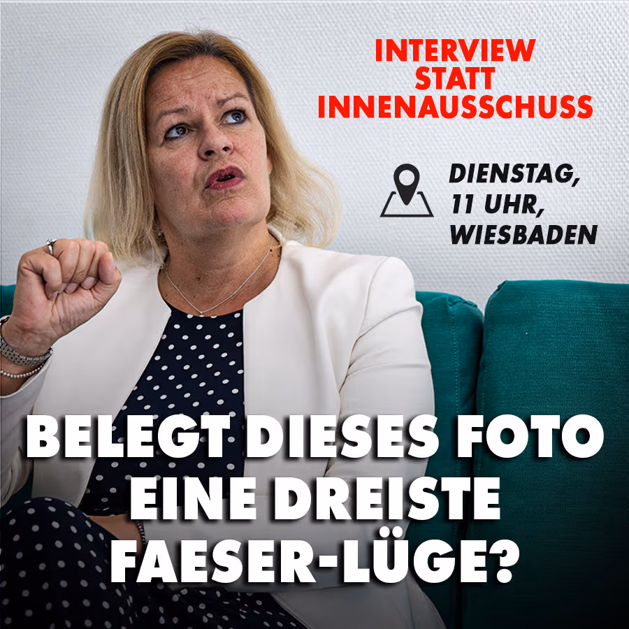 Interview statt Innenausschuss: Belegt dieses Foto eine dreiste Faeser-Lüge?