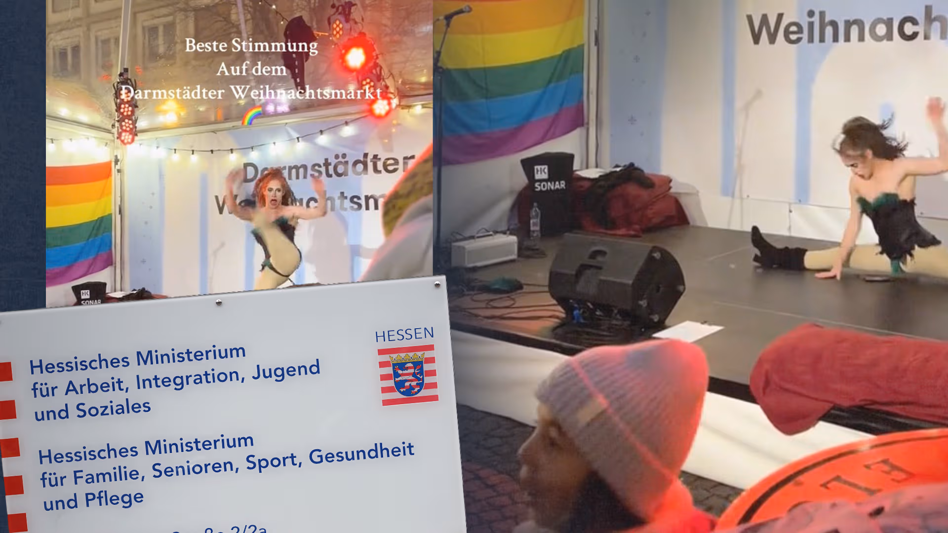 Statt Christkind gab's obszönen Spagat vor Kindern: Darmstadt lässt Dragqueen auf Weihnachtsmarkt auftreten – Land Hessen unterstützt mit Fördermitteln