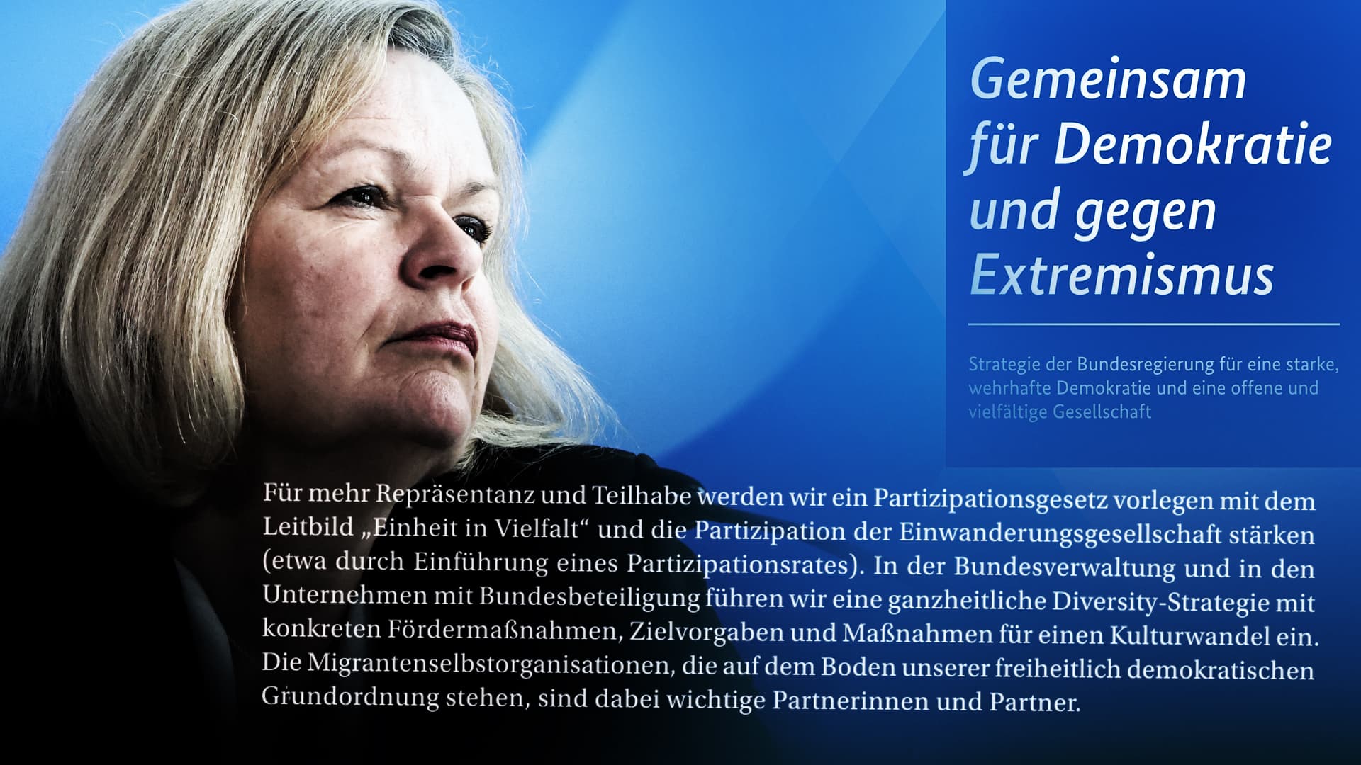 Nancy Faesers Partizipationsgesetz: Bundesregierung will Beamtenstellen nach Hautfarbe vergeben