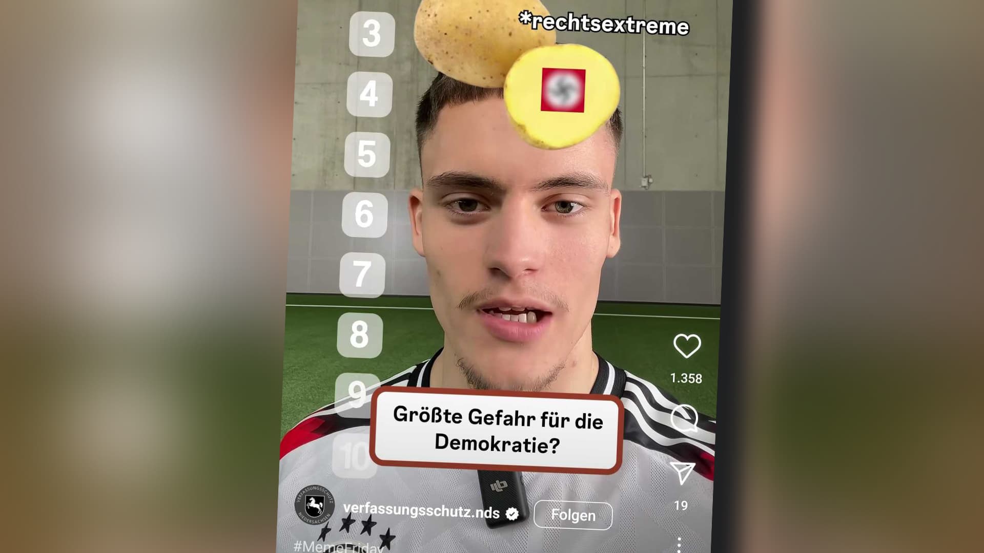Um „aufzuklären“, schmiert der Verfassungsschutz ein Hakenkreuz auf Instagram-Video von Florian Wirtz