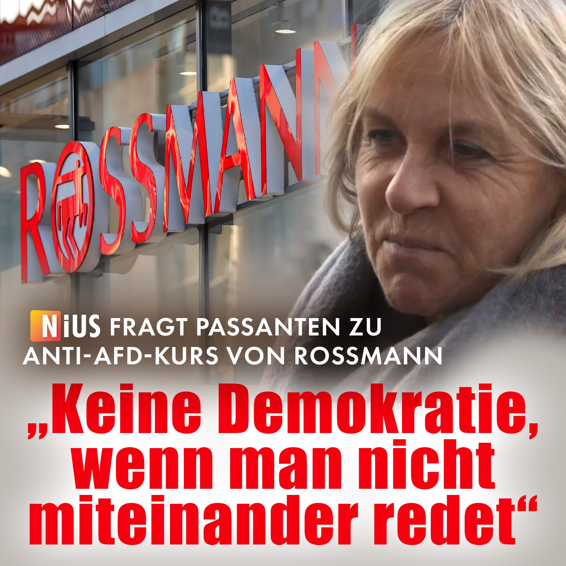 NIUS fragt Passanten zu Anti-AfD-Kurs von Rossmann: „Keine Demokratie, wenn man nicht miteinander redet“