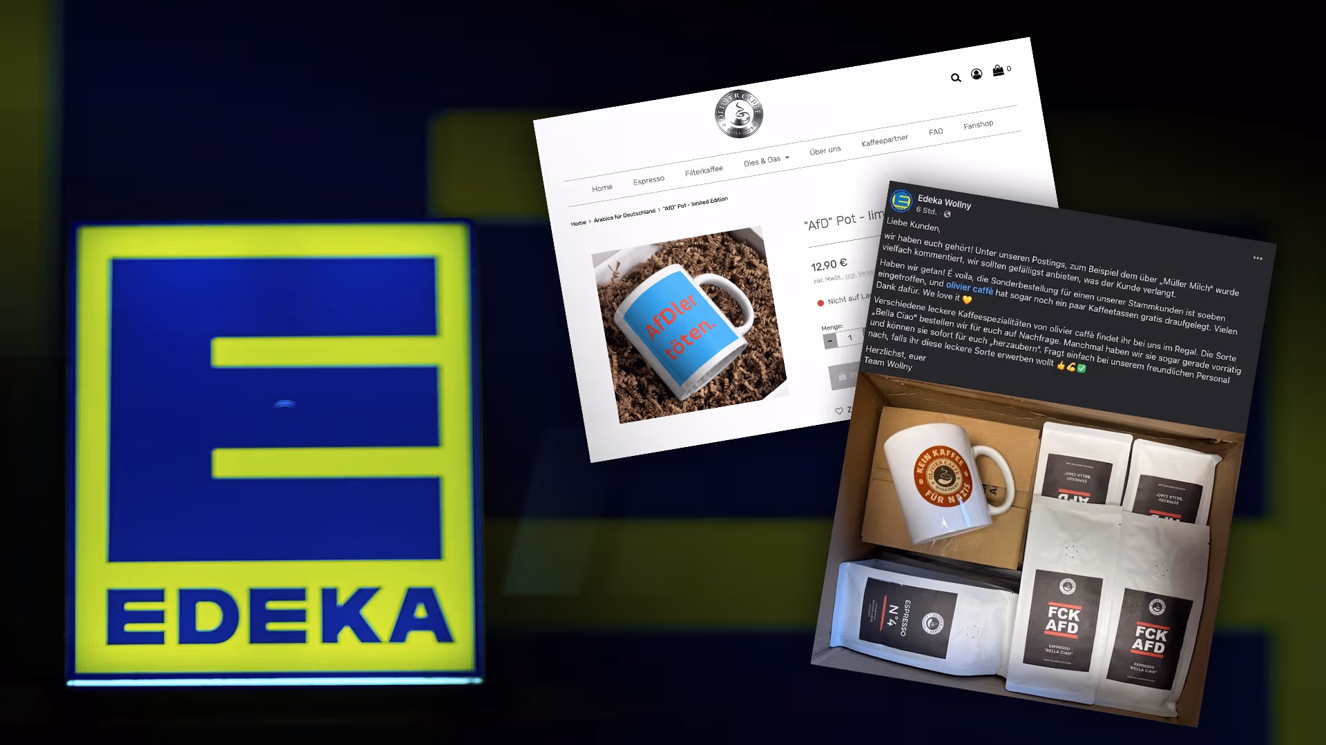 Edeka verkauft „FCK AFD“-Kaffee – und bezieht Produkte von Antifa-Hersteller, der Tassen mit Tötungsaufrufen vertreibt