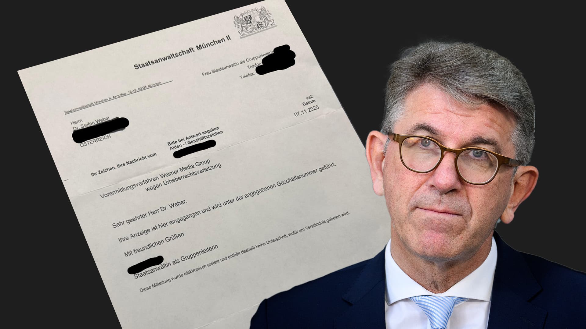 Wegen Urheberrechtsverletzung: Staatsanwaltschaft München II führt Vorermittlungen gegen Weimer!