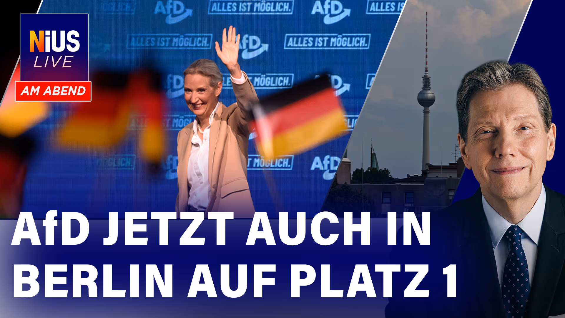 AfD in Umfragen jetzt auch in Berlin auf Platz 1 I NIUS Live am Abend am 23. Juli 2026
