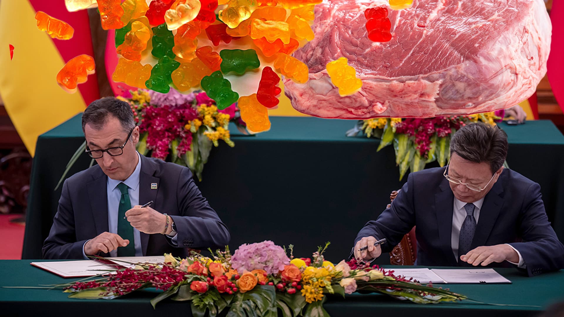 Steak und Gummibärchen: Özdemir verkauft den Chinesen, was er uns verbieten möchte