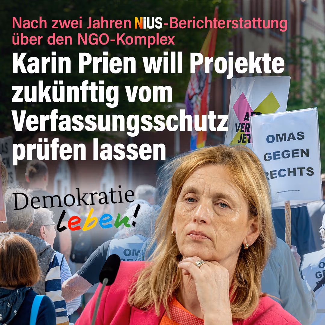 Nach zwei Jahren NIUS-Berichterstattung über den NGO-Komplex: Karin Prien will Projekte zukünftig vom Verfassungsschutz prüfen lassen