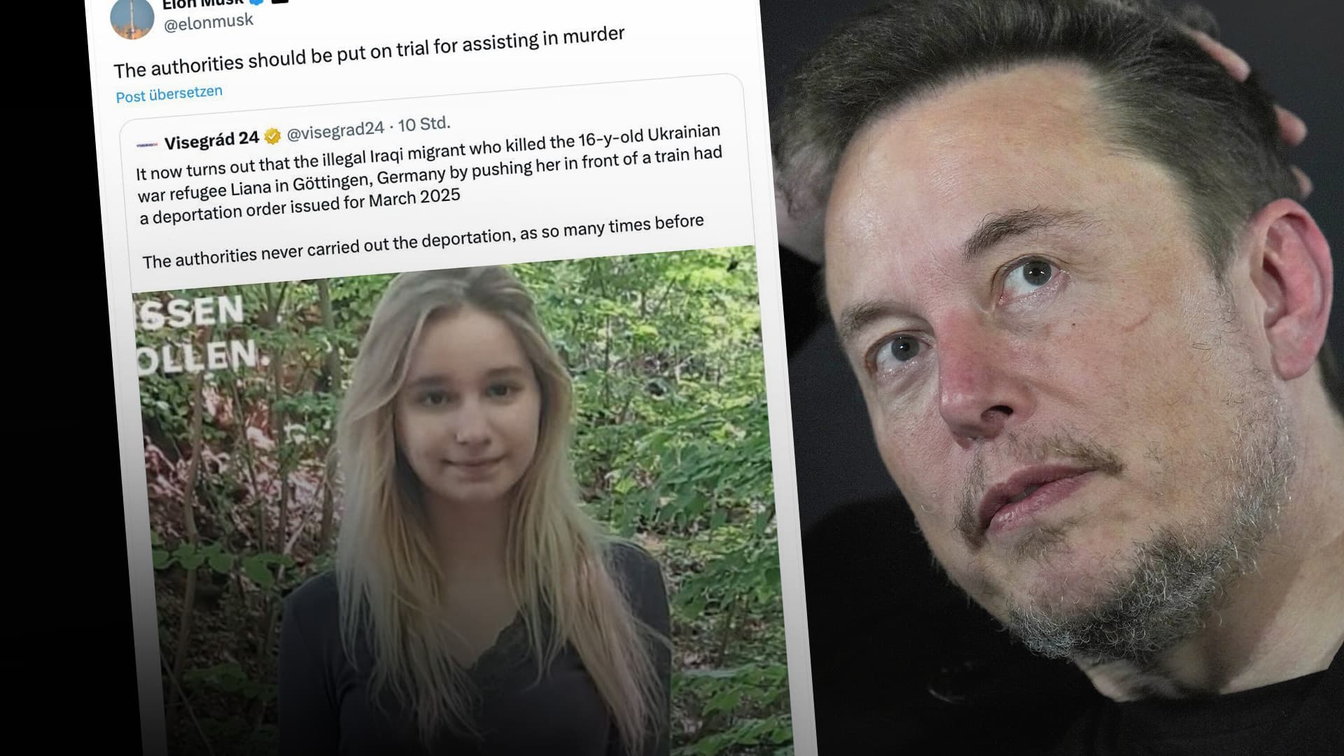 Elon Musk äußert sich zum Tod von Liana K. (16) aus Friedland: „Die Behörden sollten wegen Beihilfe zum Mord vor Gericht gestellt werden“