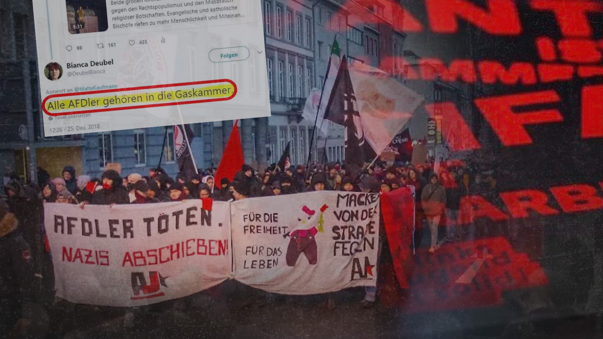 „Alle AfDler gehören in die Gaskammer“, „Reiche erschießen“, „Nazis töten“: Diese Aussagen verfolgt der Verfassungsschutz NICHT