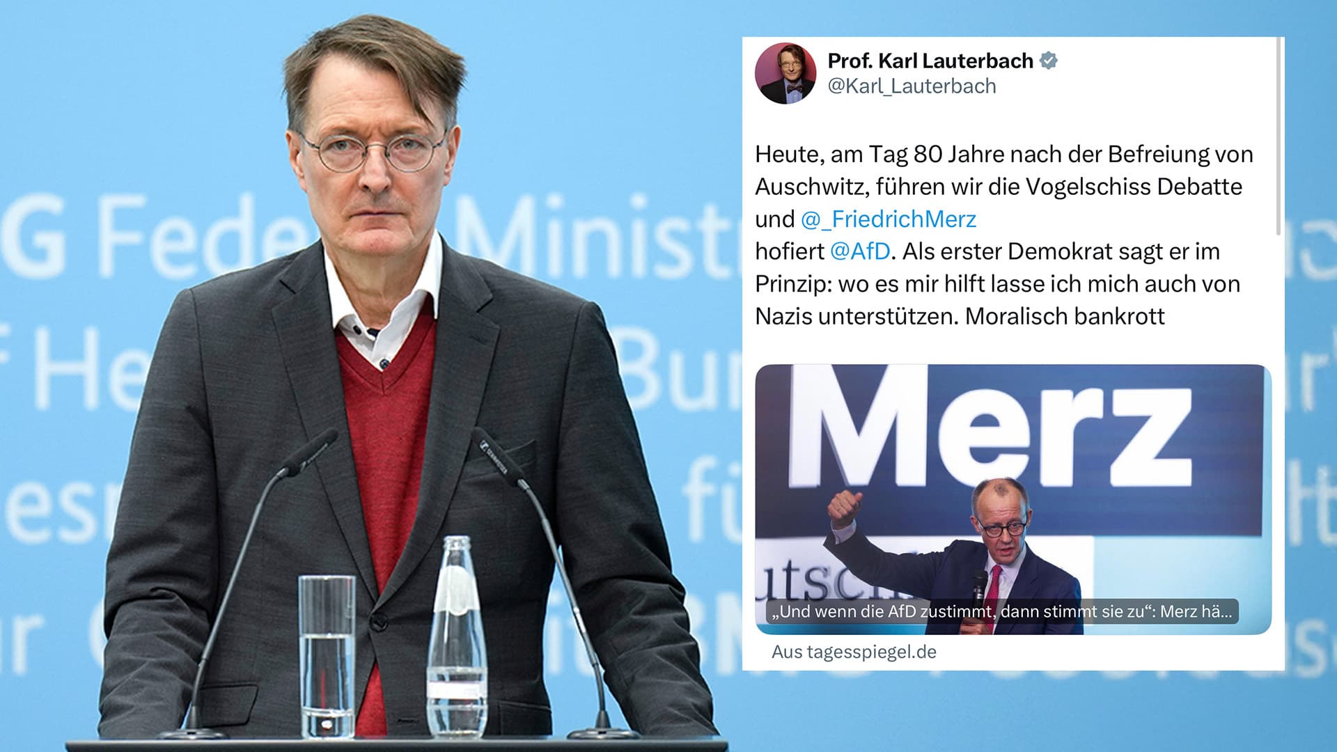 „Vogelschiss“-Entgleisung von Karl Lauterbach: SPD Minister missbraucht Auschwitzgedenktag für Wahlkampf gegen Merz