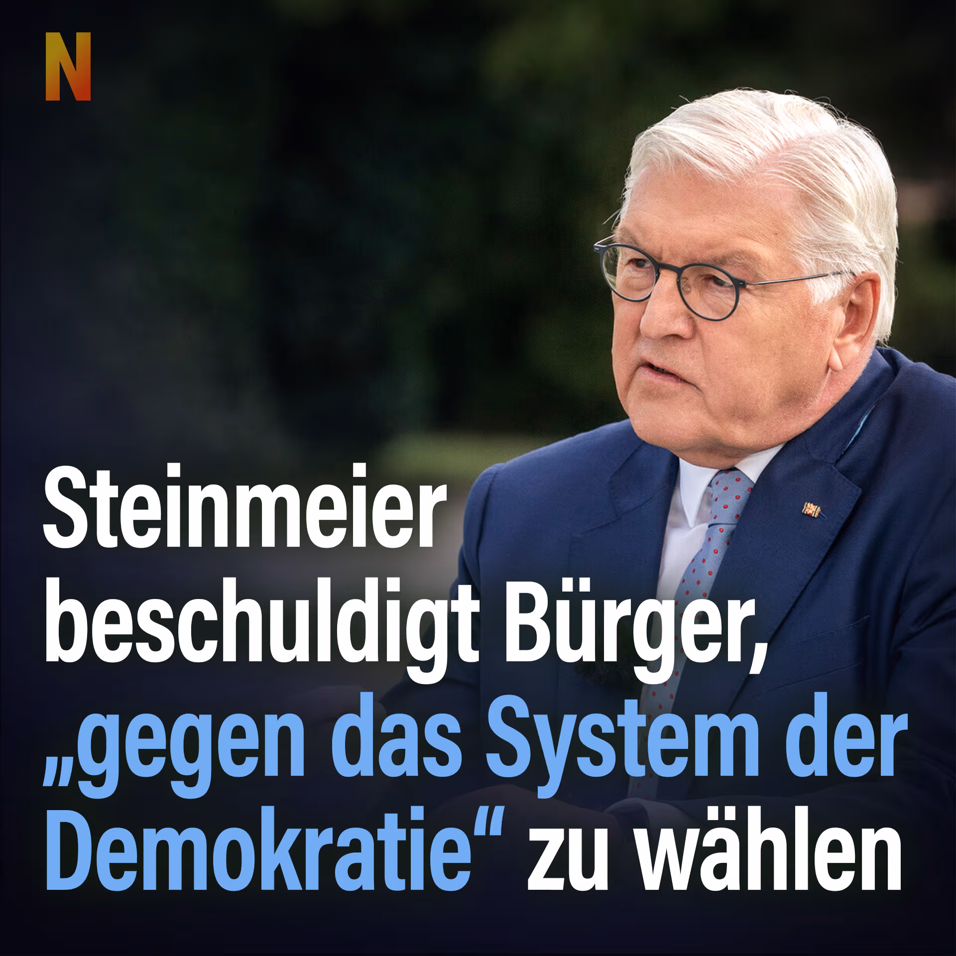 Steinmeier beschuldigt Bürger, „gegen das System der Demokratie“ zu wählen