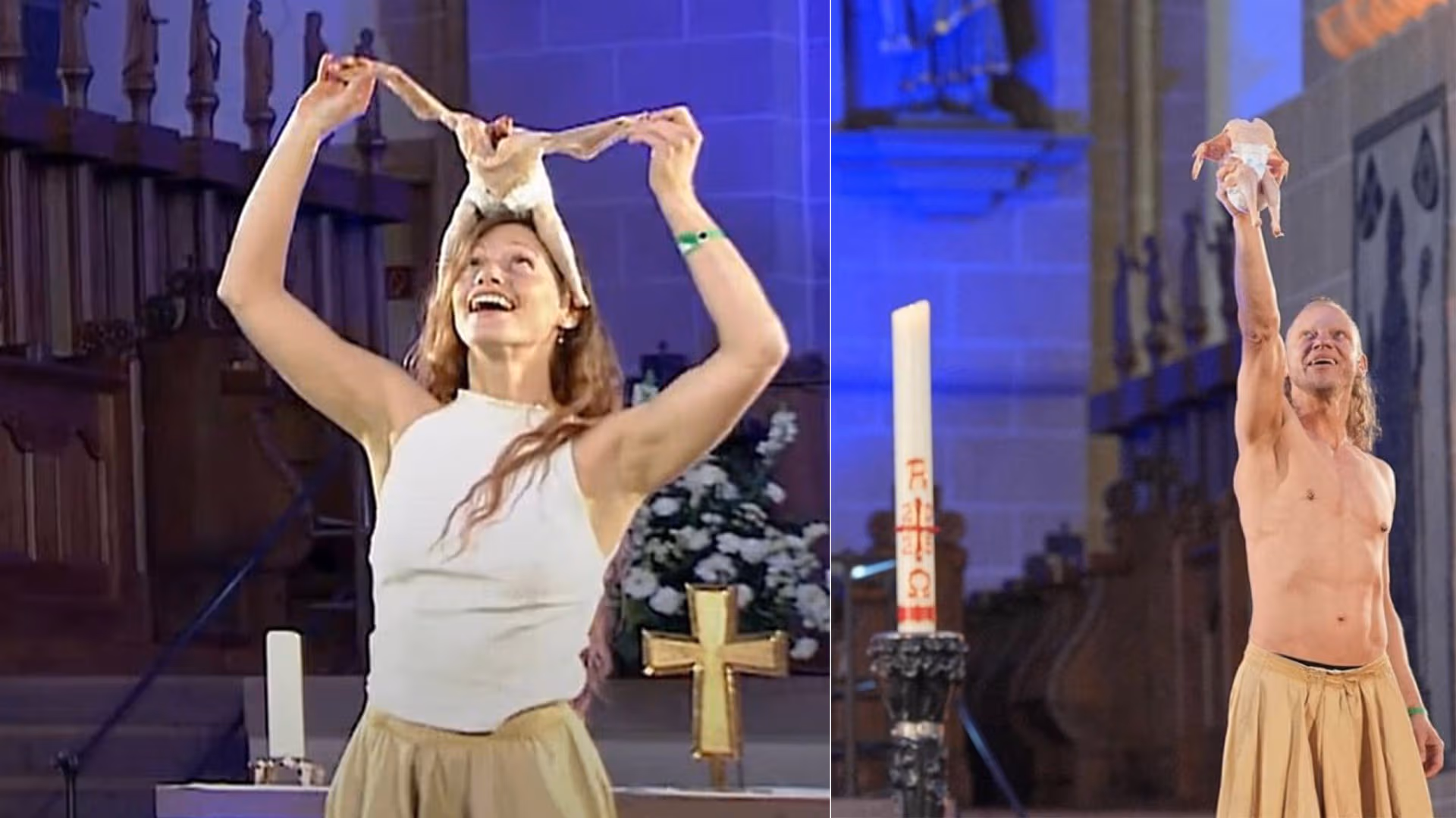 Hühner in Windeln als Kirchenshow: Halbnackte Künstler kassieren 1,13 Millionen Euro Steuergeld