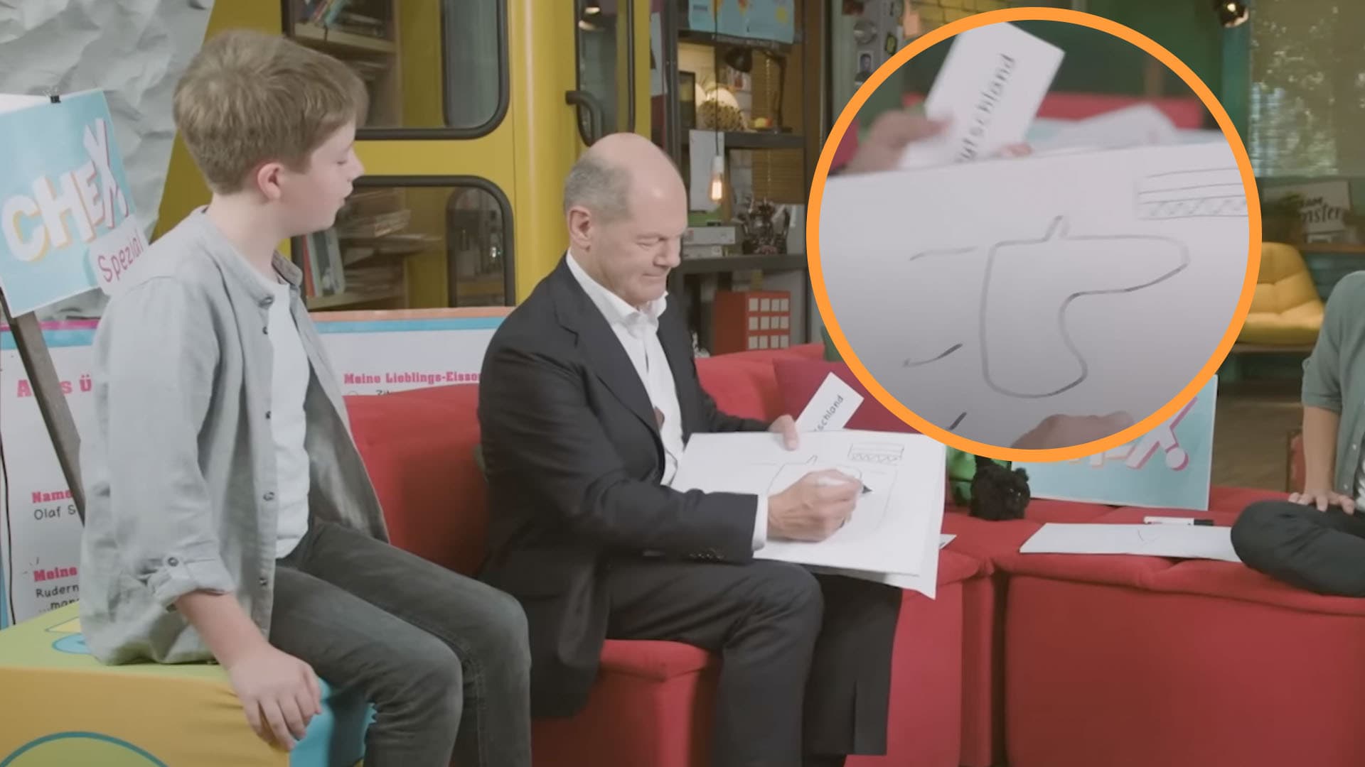 Kanzler Scholz spielt Montagsmaler: Hätten Sie hier „Deutschland“ erkannt?!