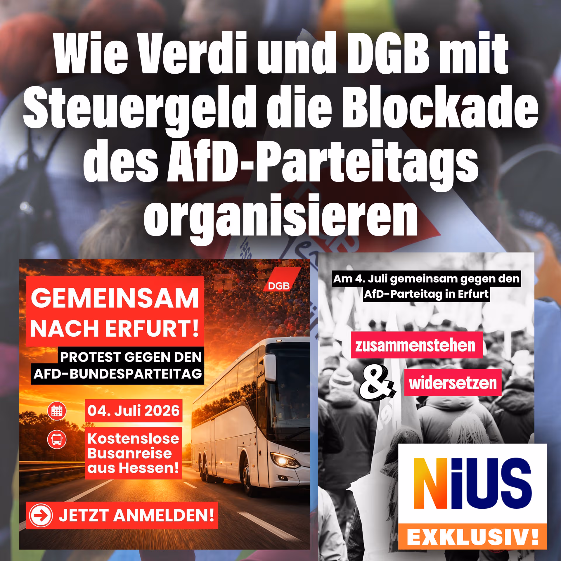 Wie Verdi und DGB mit Steuergeld die Blockade des AfD-Parteitags organisieren