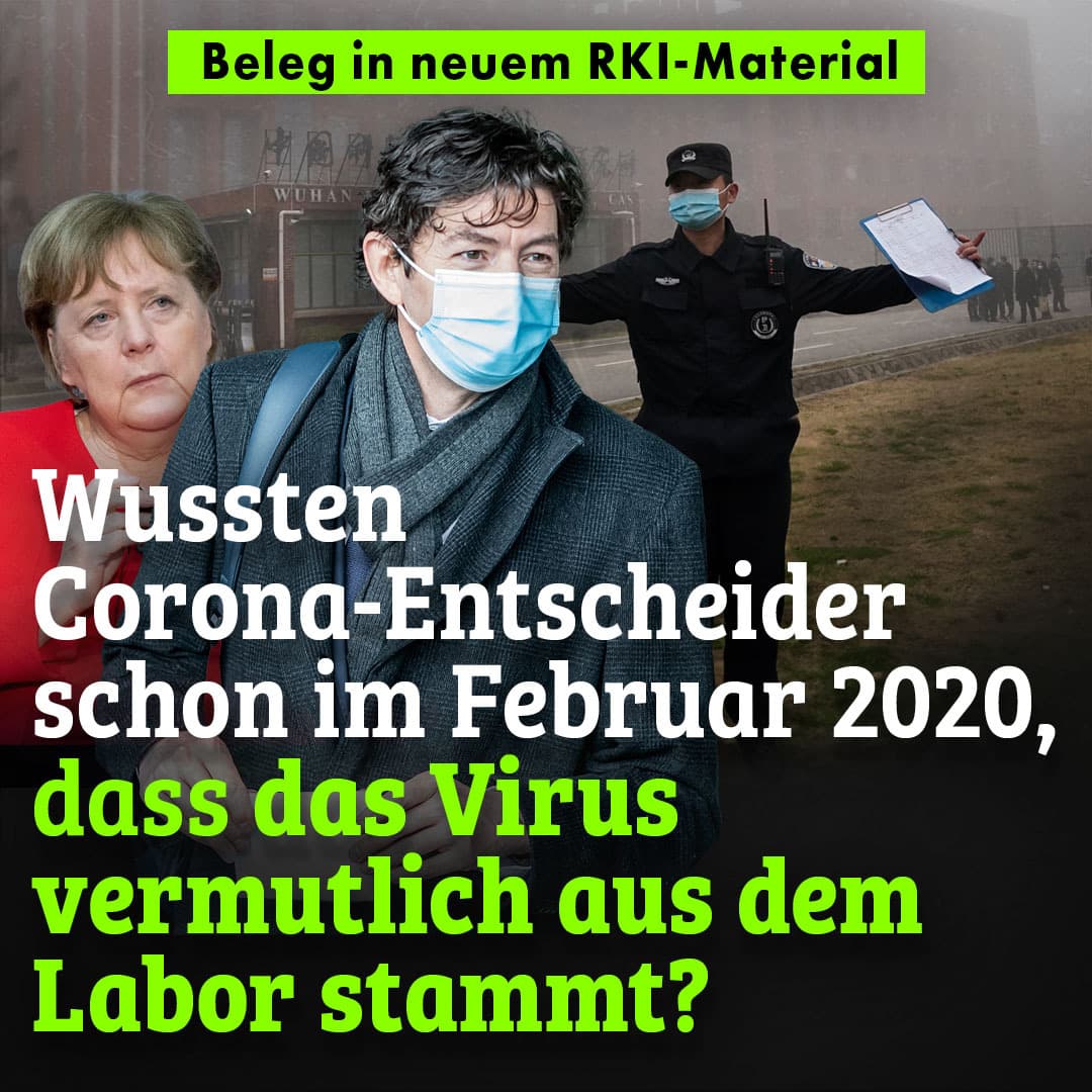 Beleg im neuen RKI-Material: Wussten Corona-Entscheider schon im Februar 2020, dass das Virus vermutlich aus dem Labor stammt?