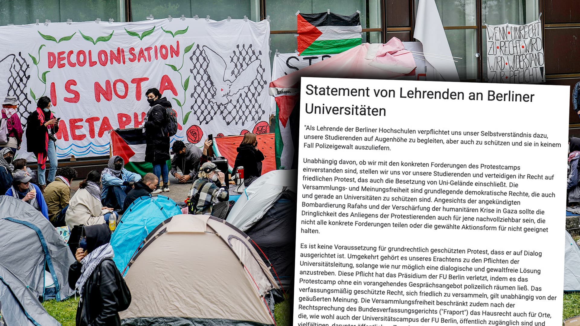 Lehrpersonal solidarisiert sich mit linken Uni-Besetzern und fordert: keine Polizei, keine Strafverfolgung!