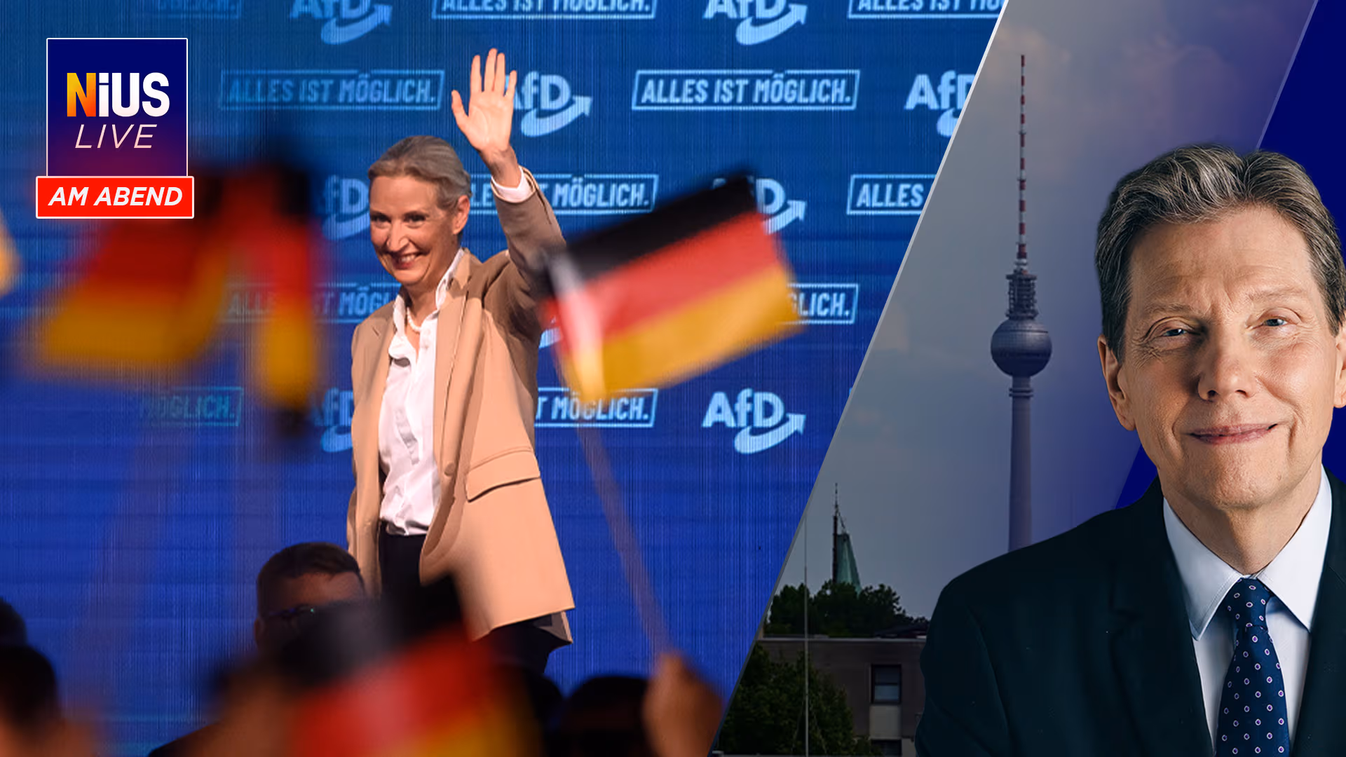 Ab 18 Uhr bei NIUS Live am Abend: AfD in Umfragen jetzt auch in Berlin auf Platz 1