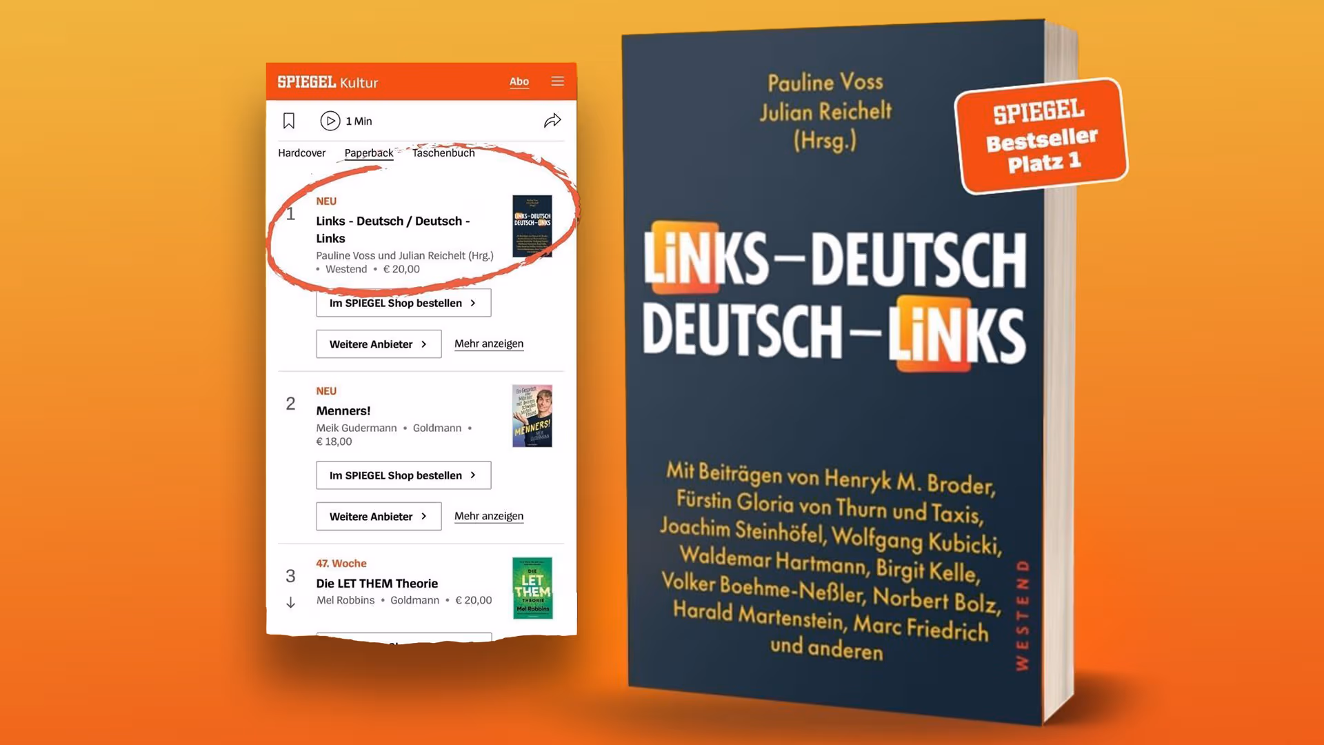 NIUS-Buch „Links–Deutsch/Deutsch–Links“ auf Platz 1 der Spiegel-Bestseller-Liste
