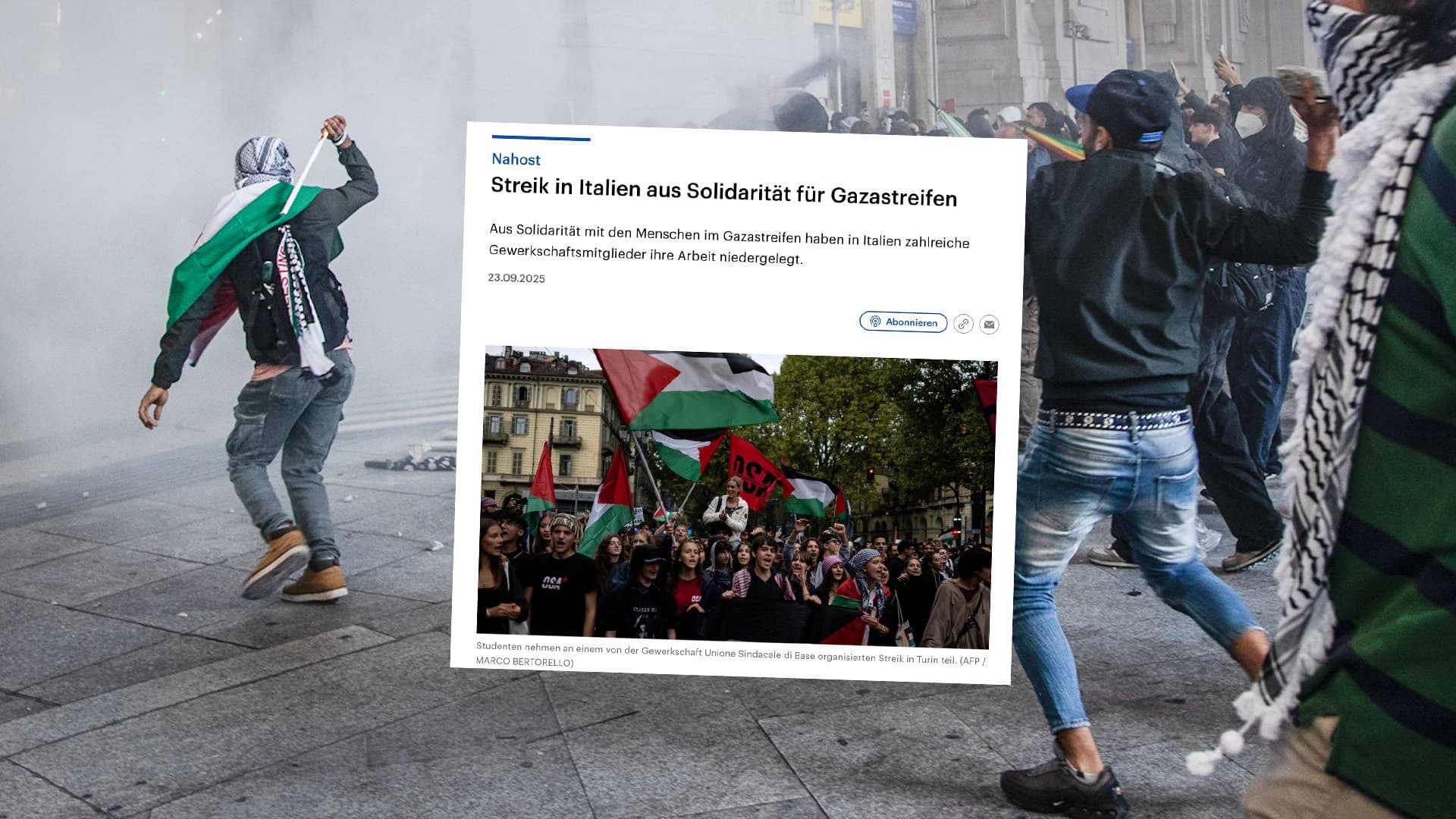 Heftige Gaza-Unruhen in Italien: Während Antifa und Islamisten randalieren, spricht der Deutschlandfunk von „Solidaritäts-Streik“