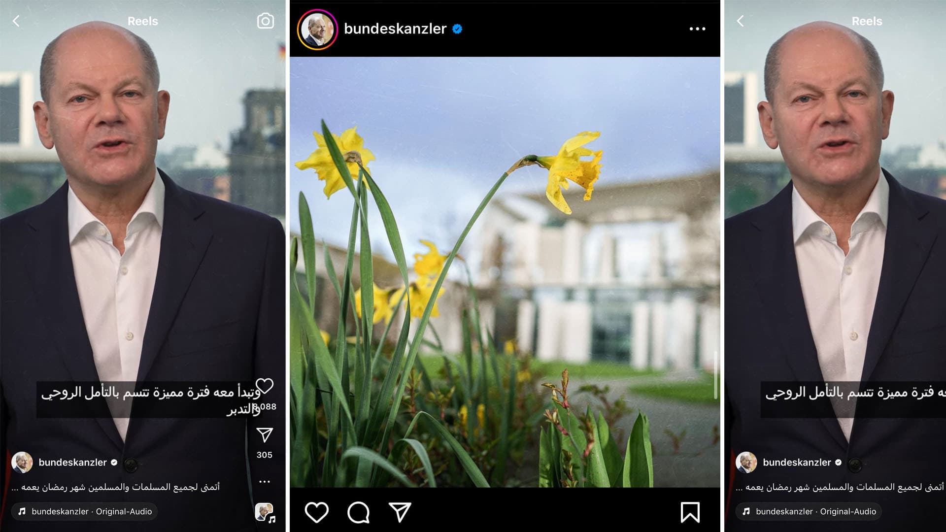 Scholz postet zum Ramadan-Beginn ein Video in drei Sprachen – und zu Ostern eine traurige Blume …