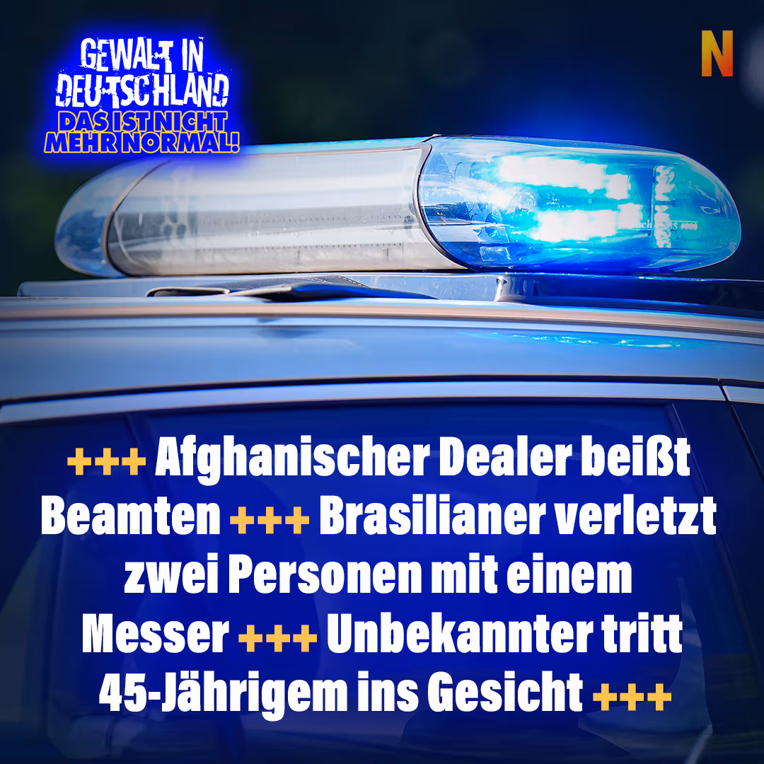 +++ Afghanischer Dealer beißt Beamten +++ Brasilianer verletzt zwei Personen mit einem Messer +++ Unbekannter tritt 45-Jährigem ins Gesicht +++