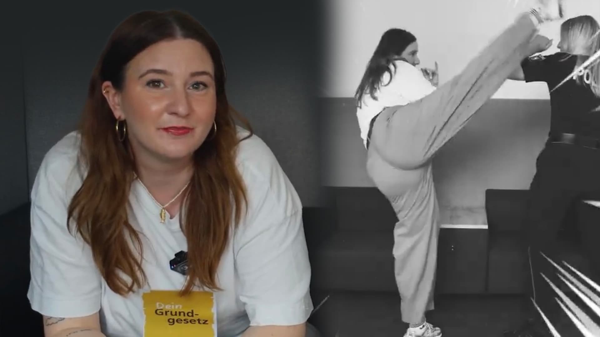 Verfassungsschutz veröffentlicht Propaganda-Video, in dem eine Frau namens „Grundgesetz“ übt, wie man Menschen zusammenschlägt