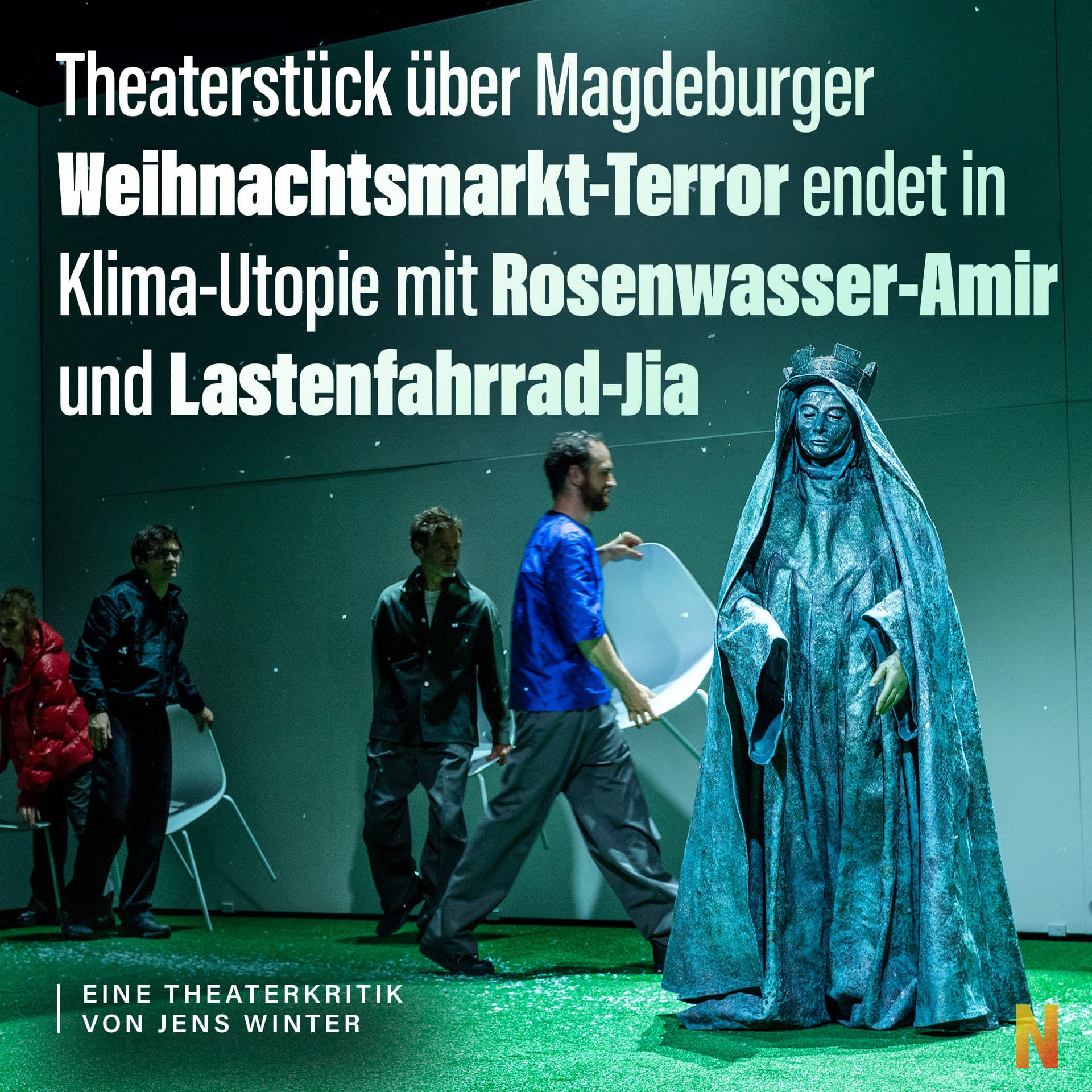 Theaterstück über Magdeburger Weihnachtsmarkt-Terror endet in Klima-Utopie mit Rosenwasser-Amir und Lastenfahrrad-Jia