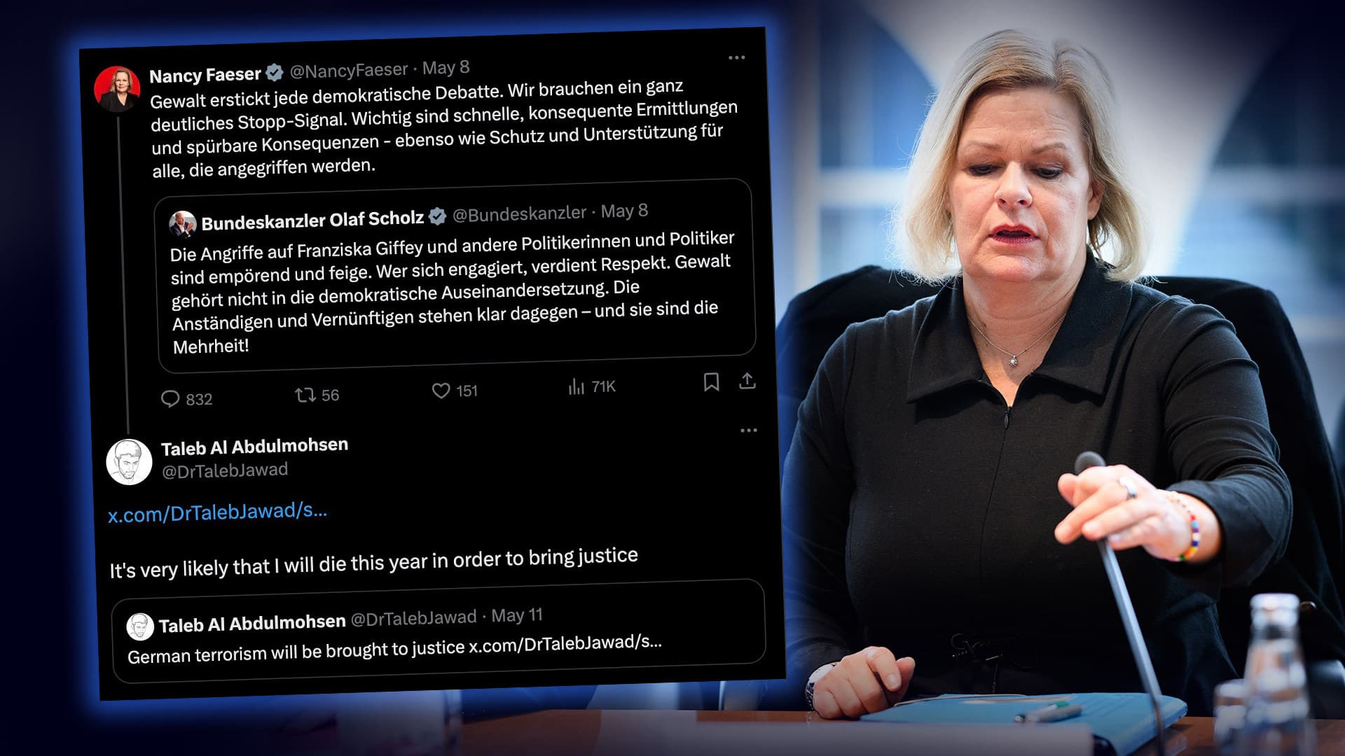 Anschlag von Magdeburg: Darum bemerkte niemand die Nachricht des Täters auf der X-Seite von Nancy Faeser