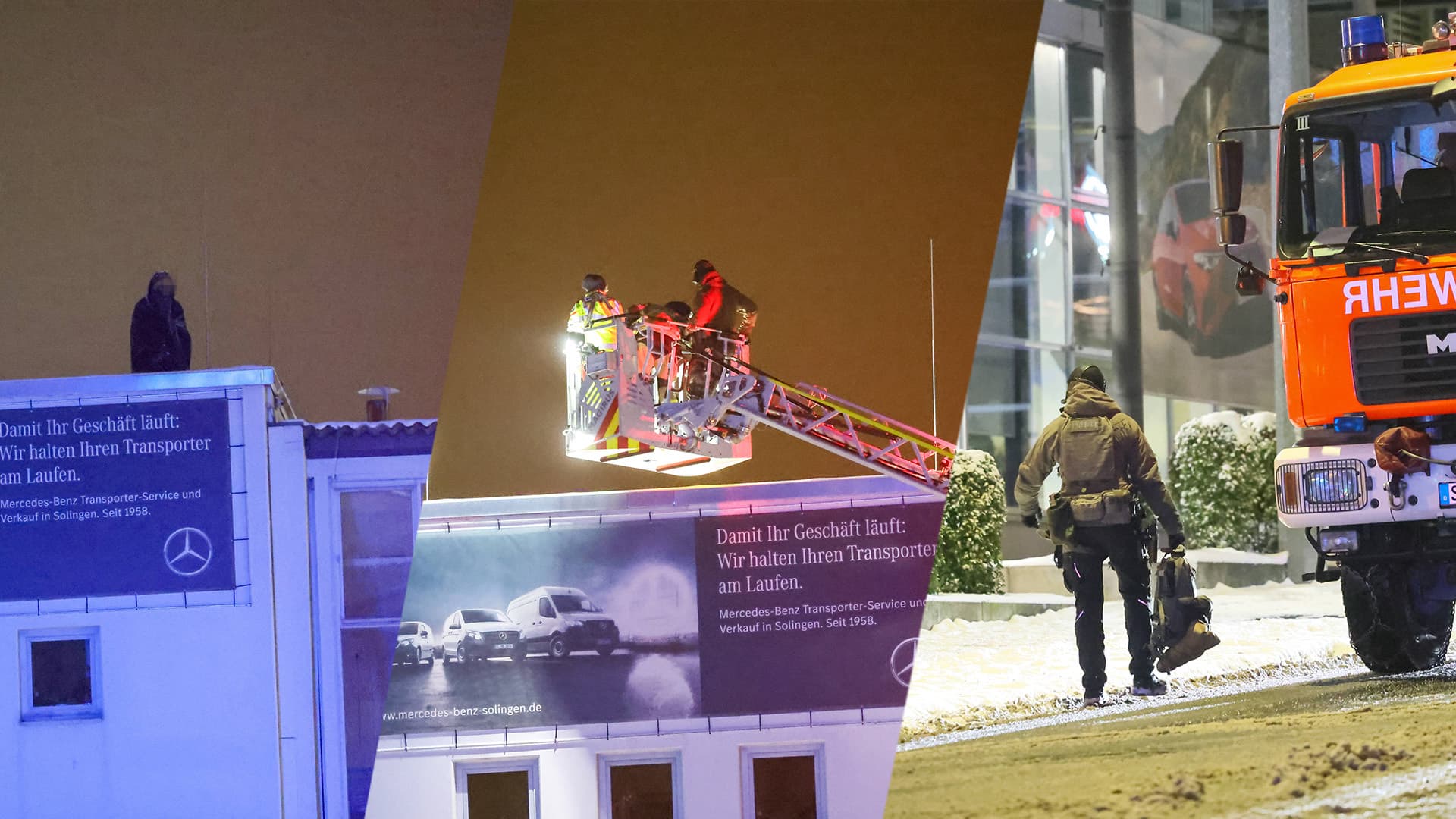 Irrer SEK-Einsatz bei Eis und Schnee! Fahrraddieb verharrte 20 Stunden auf Dach von Mercedes-Autohaus