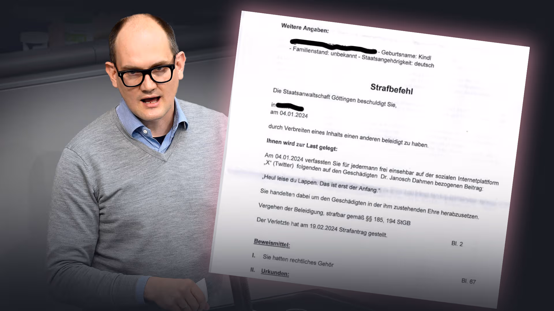 Grünen-Politiker Janosch Dahmen stellt Strafantrag gegen X-User: 1800 Euro wegen „Heul leise, du Lappen!“