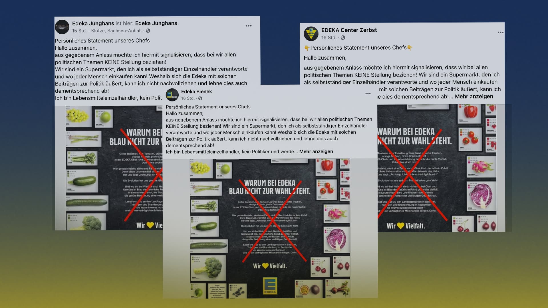 Nach „Blau steht nicht zur Wahl“-Kampagne: EDEKA-Marktchefs laufen Sturm