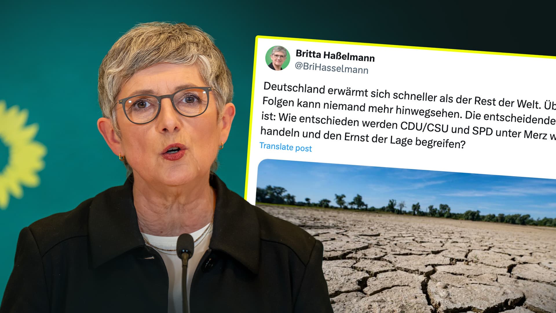 Klima-Gaga von der Grünen Fraktions-Chefin Haßelmann: „Deutschland erwärmt sich schneller als der Rest der Welt“