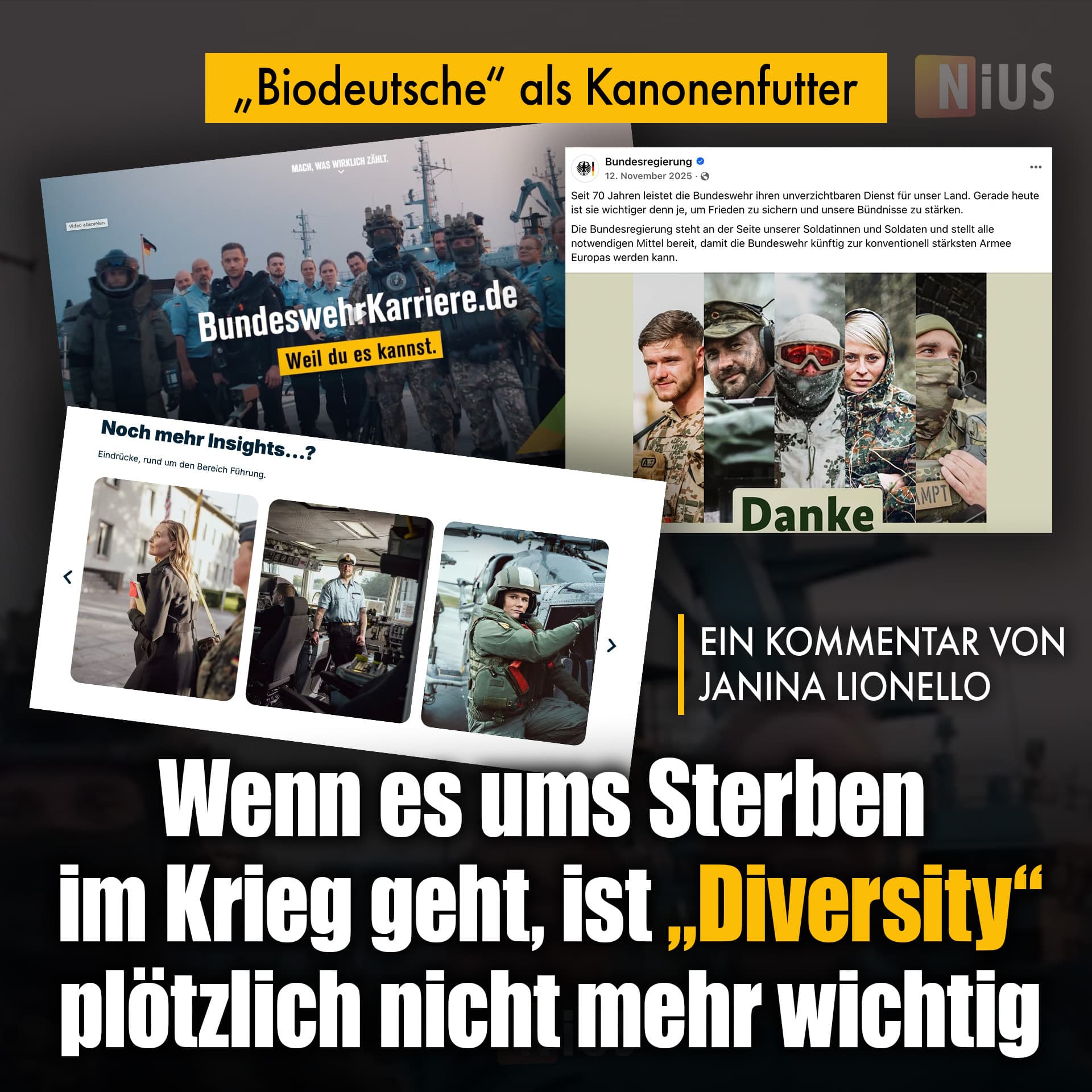„Biodeutsche“ als Kanonenfutter: Wenn es ums Sterben im Krieg geht, ist „Diversity“ plötzlich nicht mehr wichtig